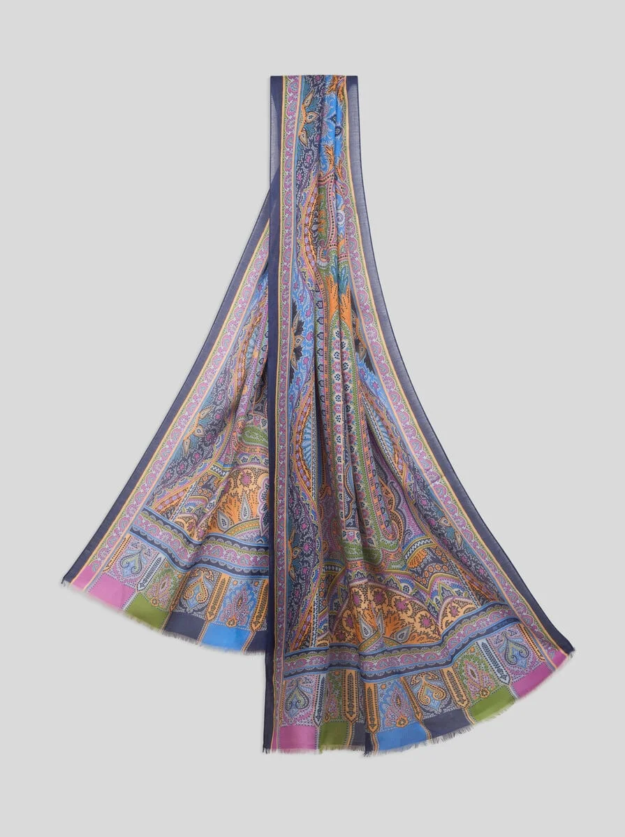 PATTERNED CASHMERE-BLEND SCARF - 1