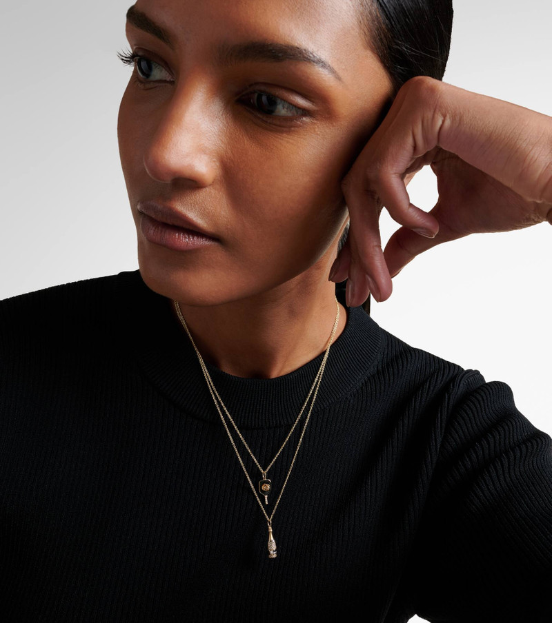 SYDNEY EVAN Champagne Bottle 14kt gold pendant necklace with diamonds outlook