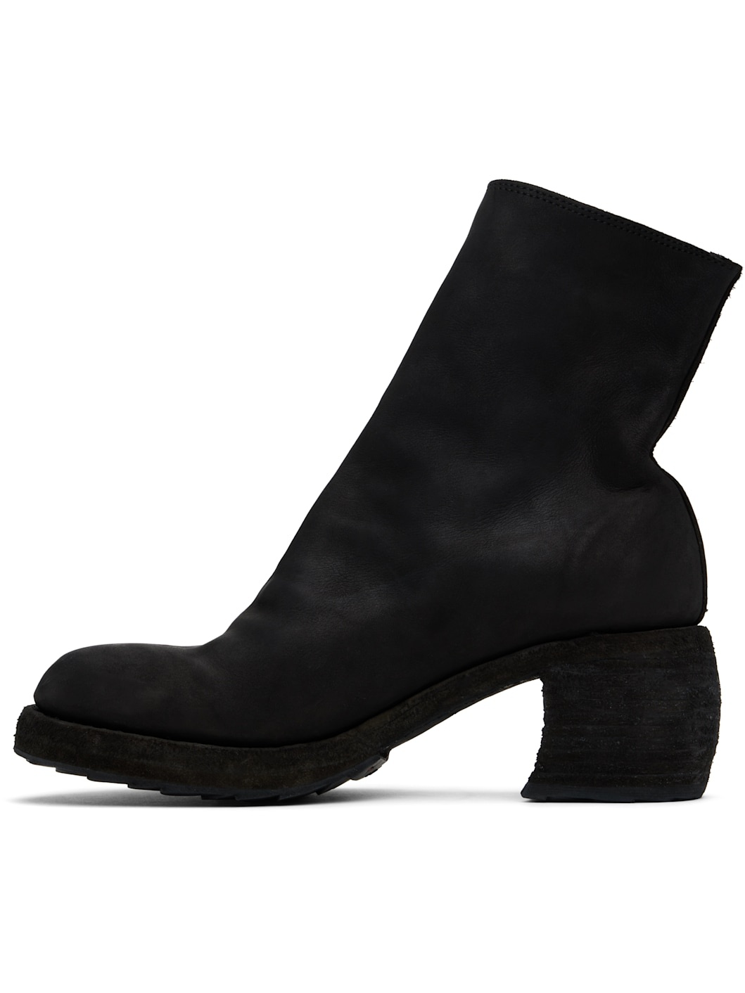 Black Guidi Edition Calf Grain Oblique Side Zip Boots - 3