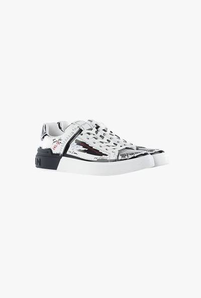 Balmain (Balmain)RED - Smooth black and white leather B-Court sneakers outlook