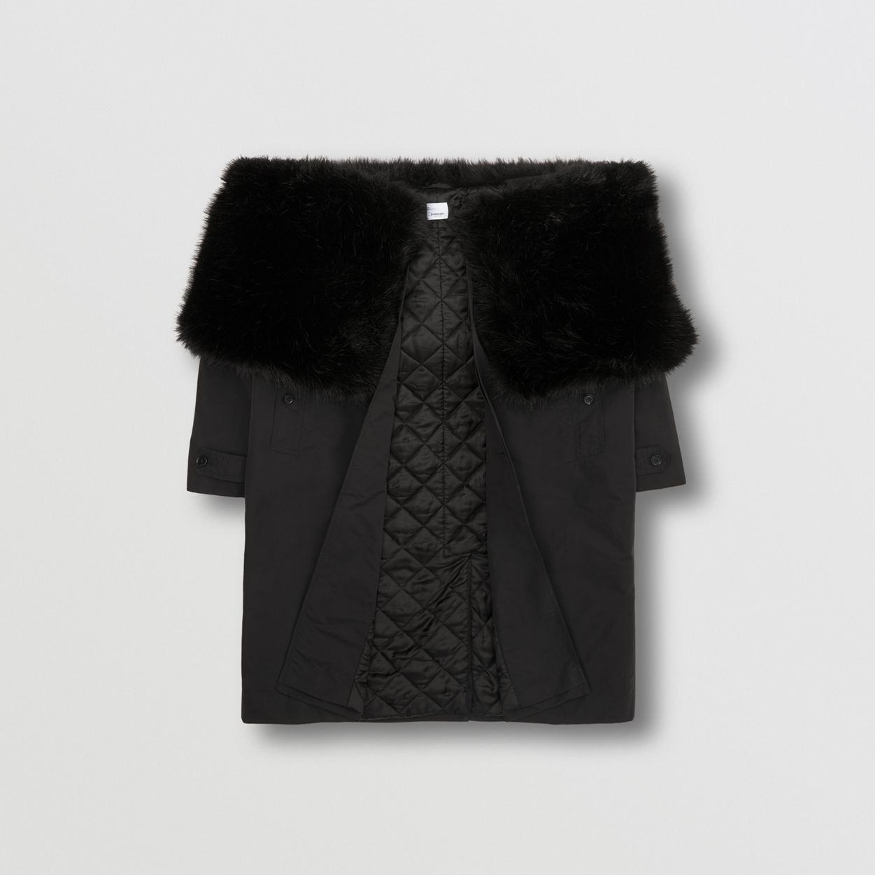 Faux Fur Trim Nylon Reconstructed Car Coat - 8