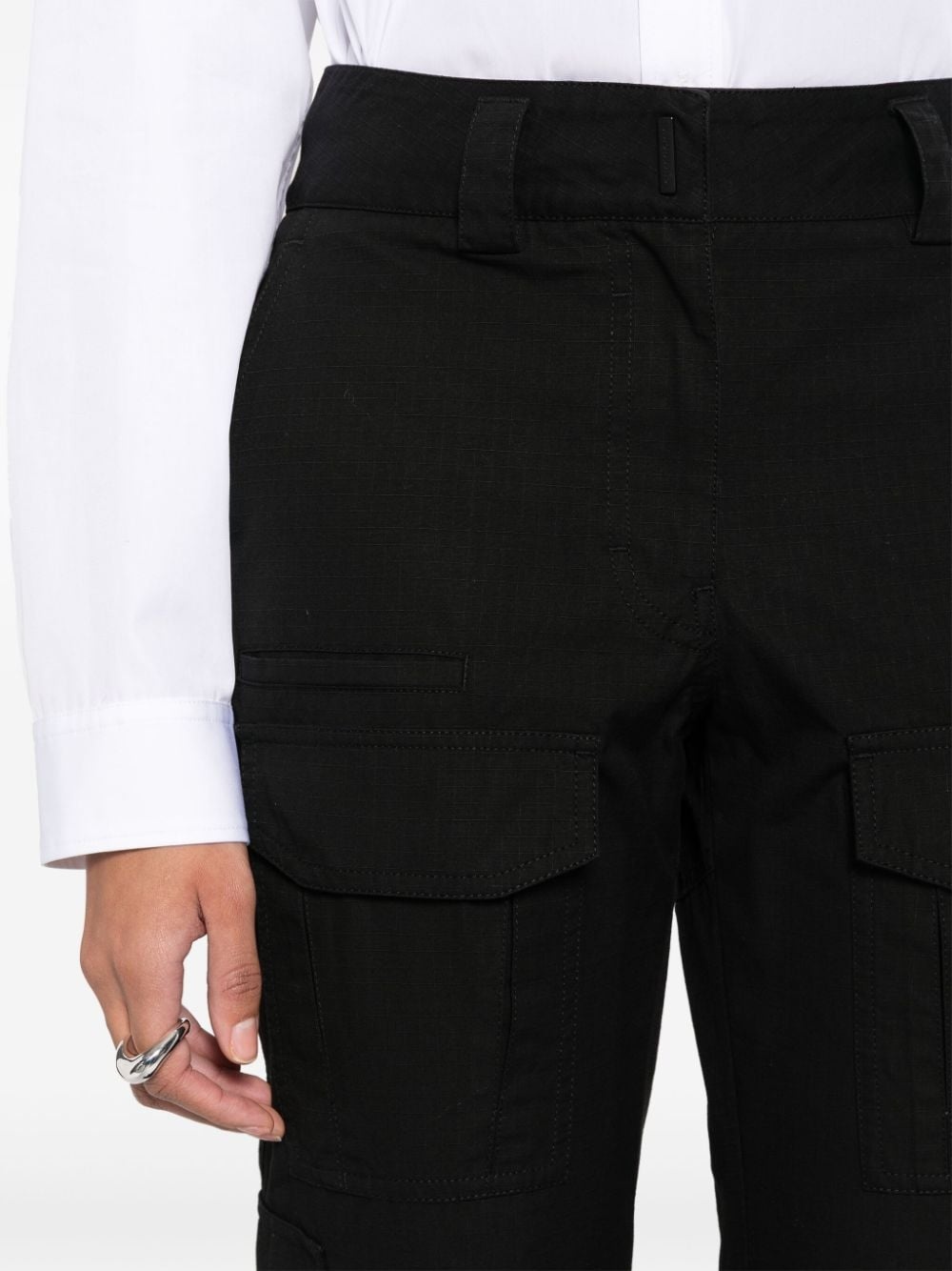 fine-check-pattern cargo trousers - 5