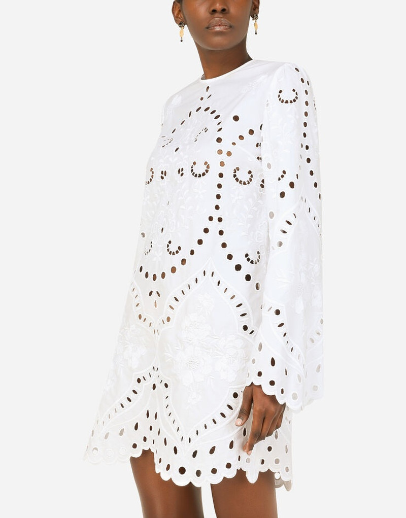 Short poplin dress with embroidery 4