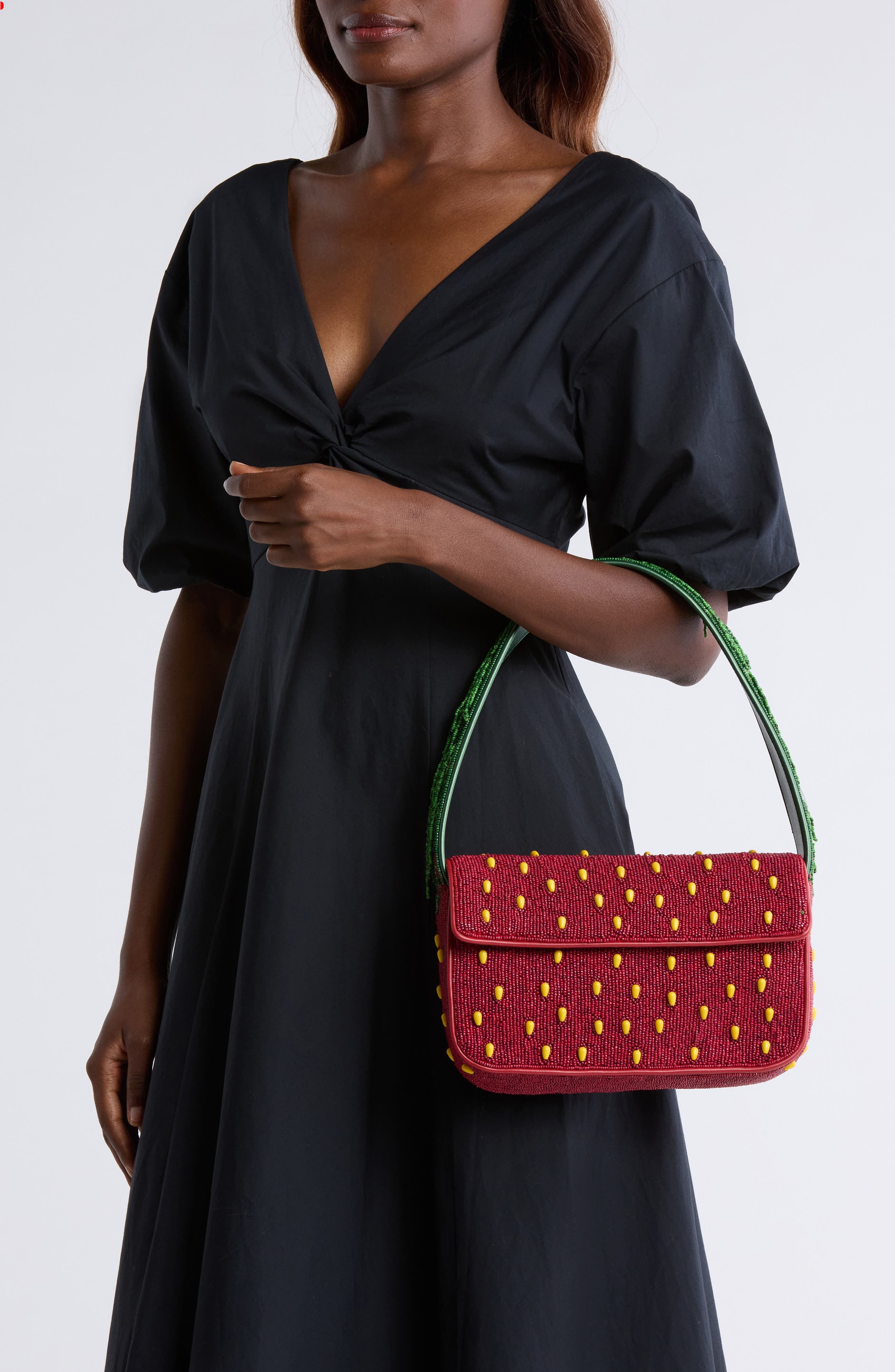 STAUD Tommy Beaded Shoulder Bag in Strawberry Dream at Nordstrom - 2