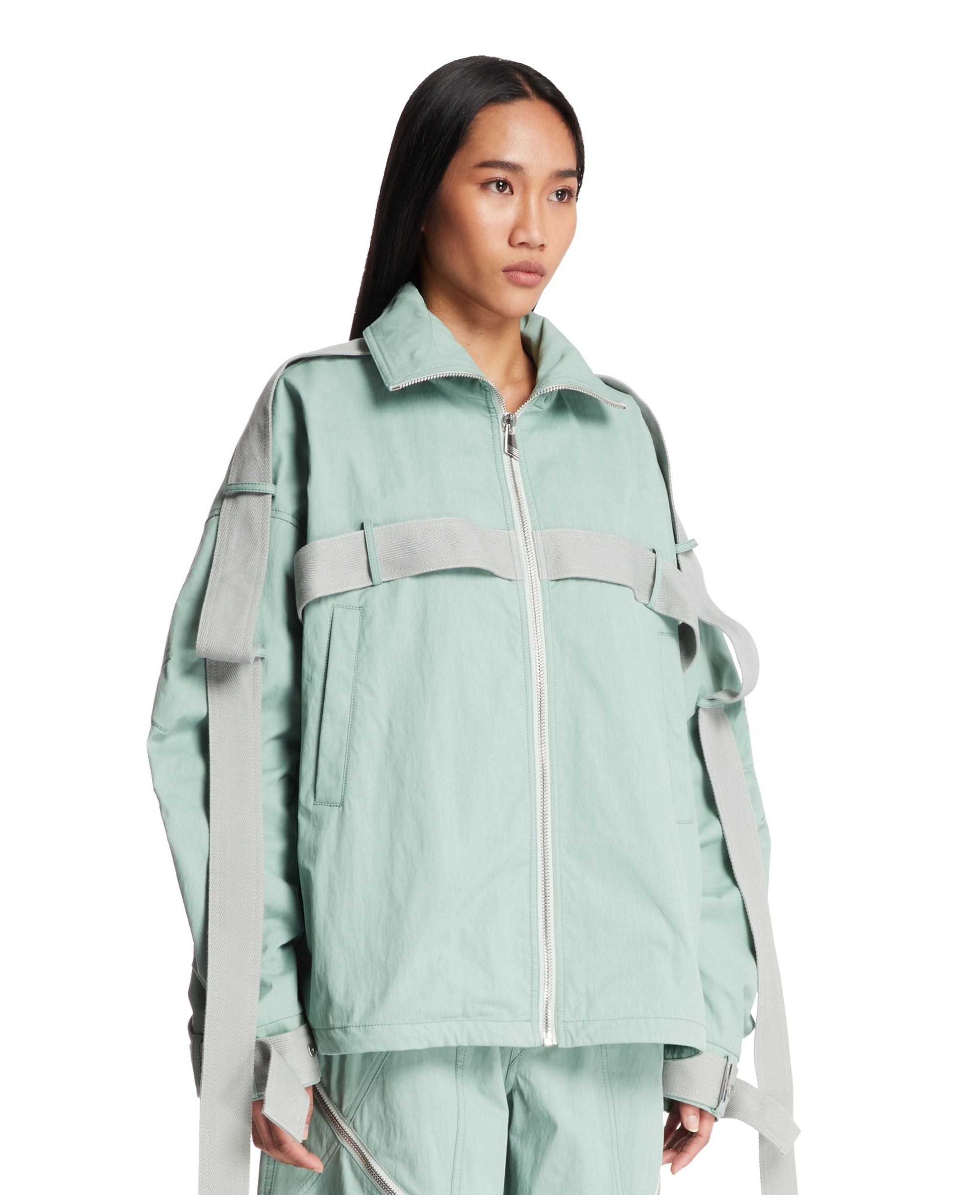 Green Gabardine Bomber Jacket - 4