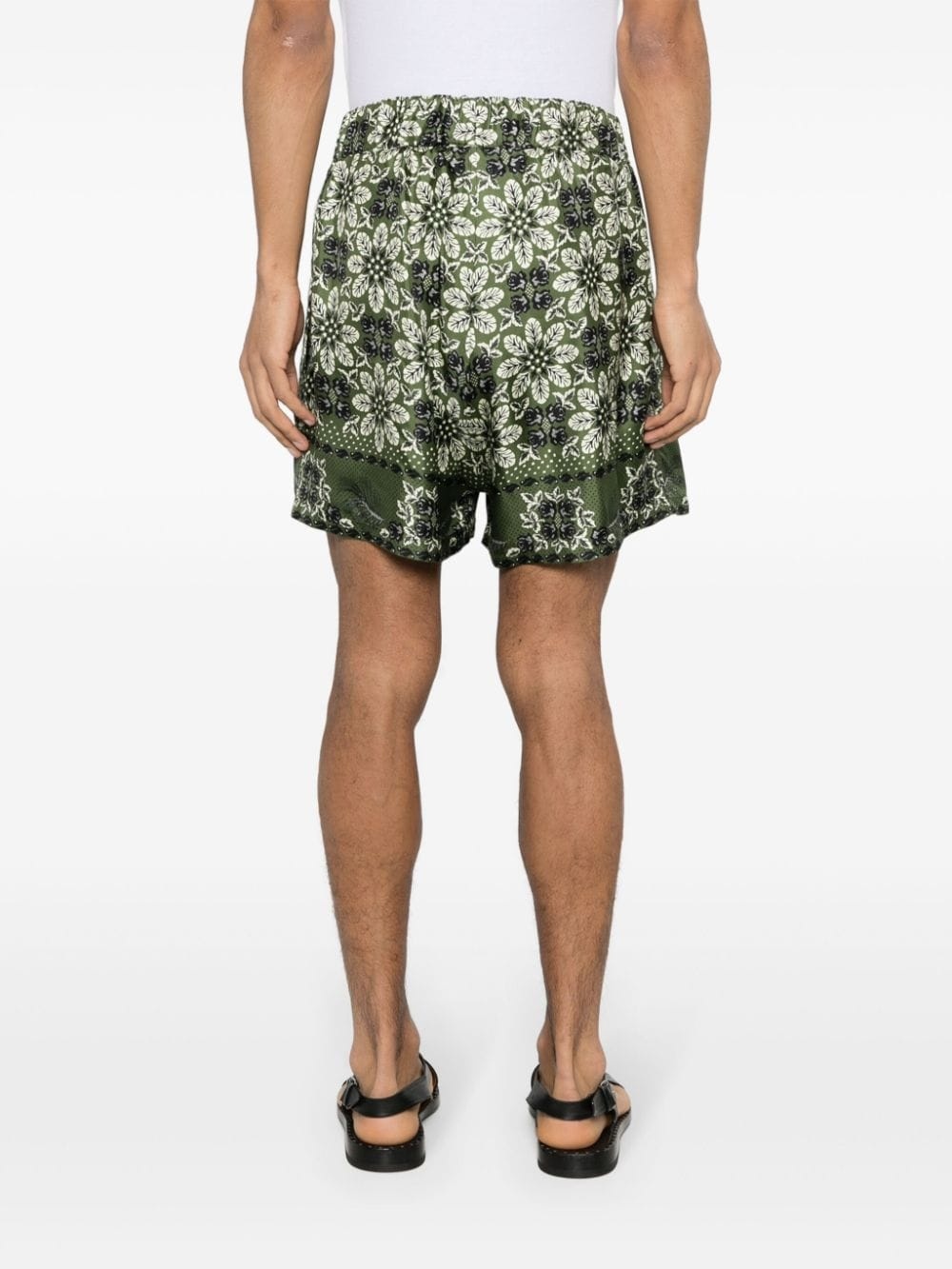 floral-print silk shorts - 4