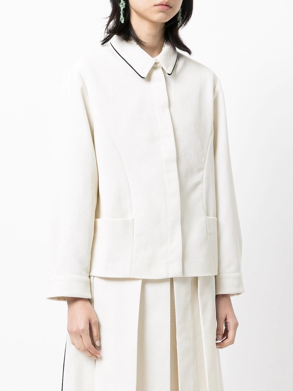 contrast trim collar jacket - 3