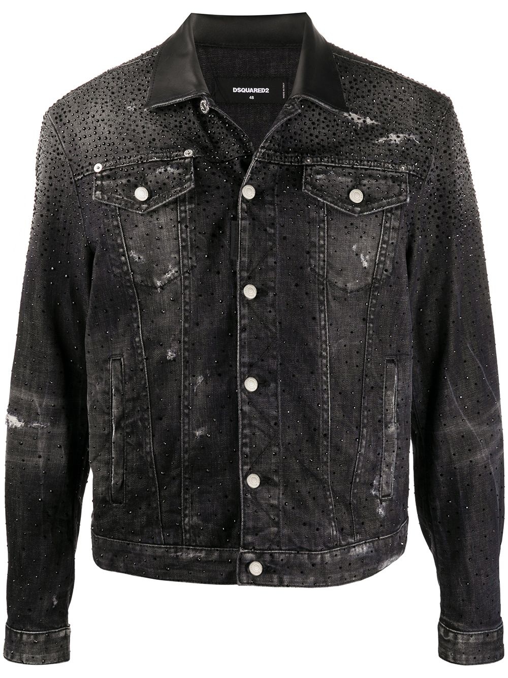 crystal-embellished denim jacket - 1