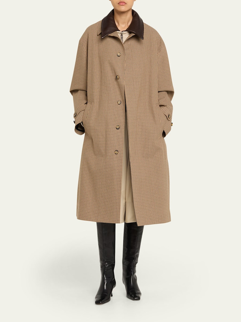 BRANDON MAXWELL Quinn Houndstooth Single-Breasted Driving Coat outlook