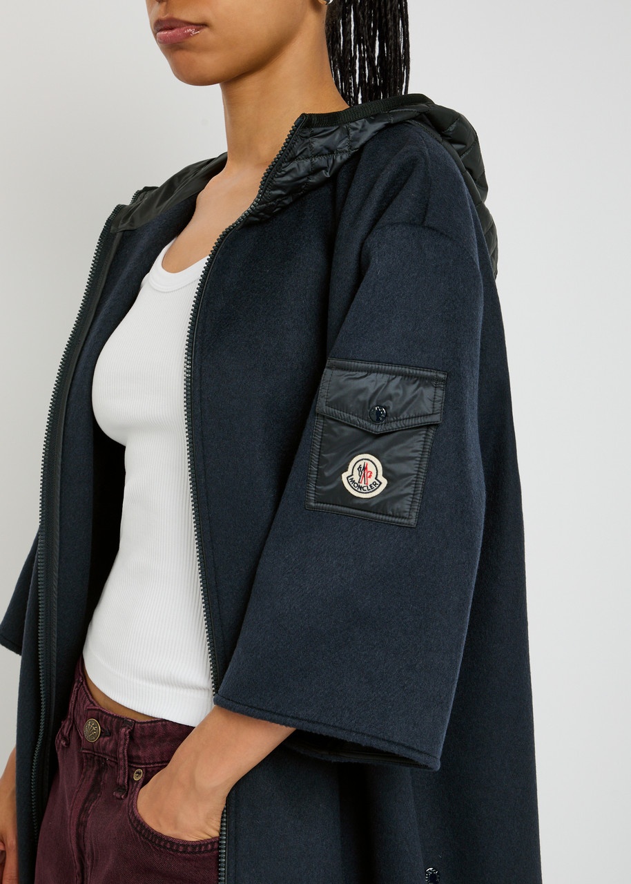 Moncler Hooded Shell and Wool-blend Cape Coat - 5