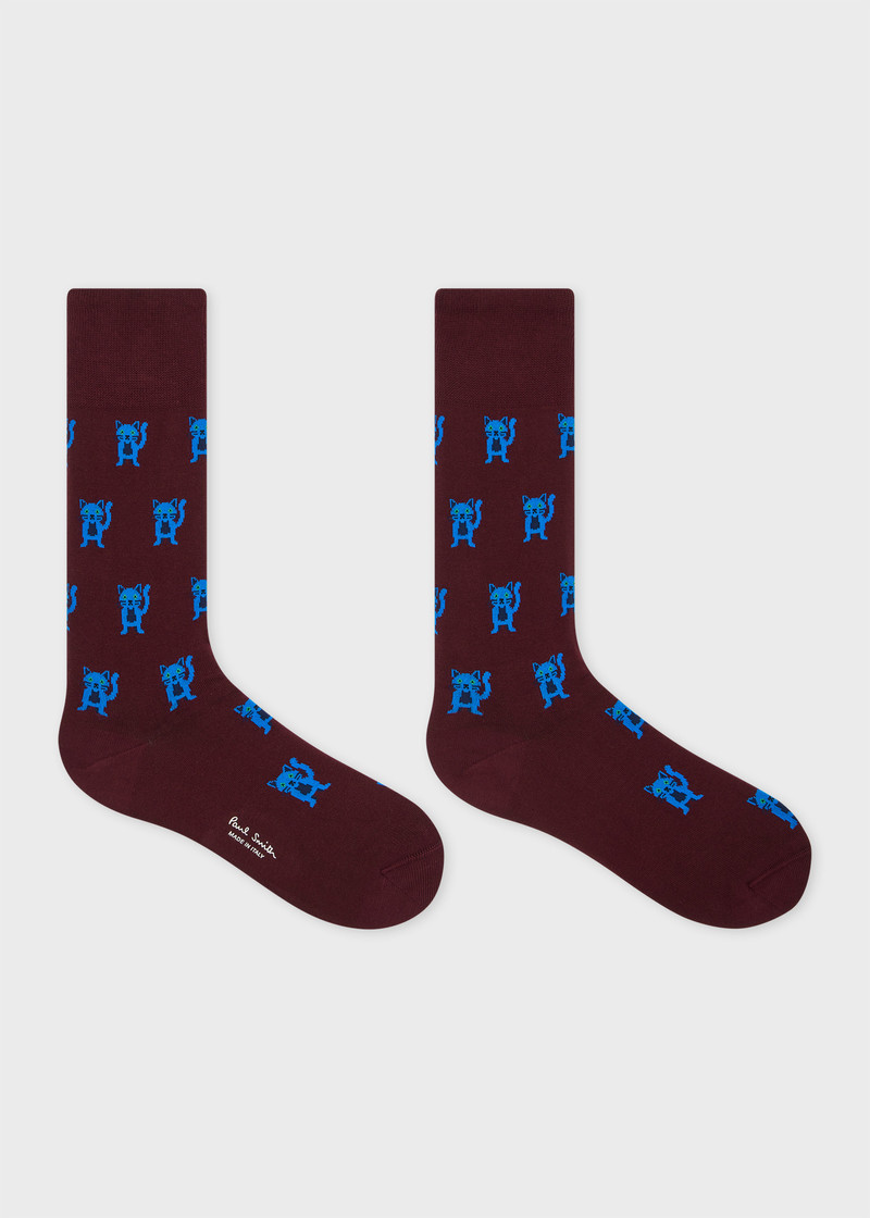 Paul Smith Burgundy 'Cat' Socks outlook
