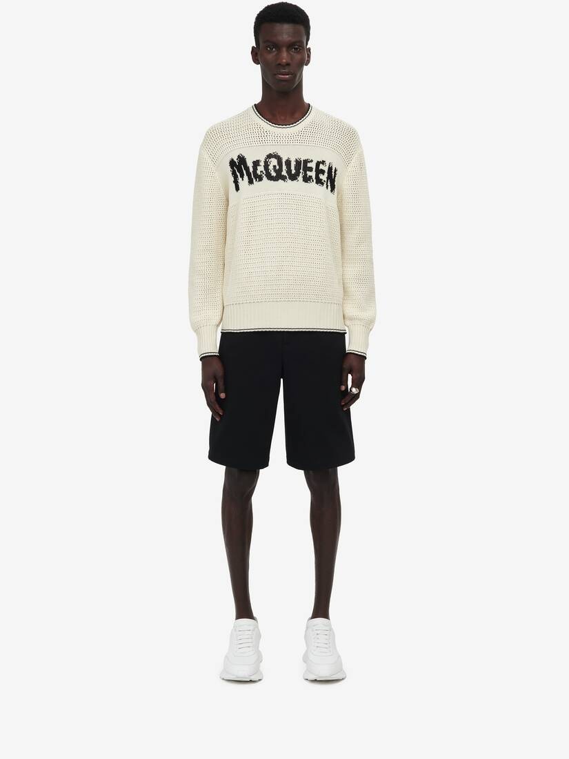 Men's McQueen Graffiti Jumper in Vanilla - 2