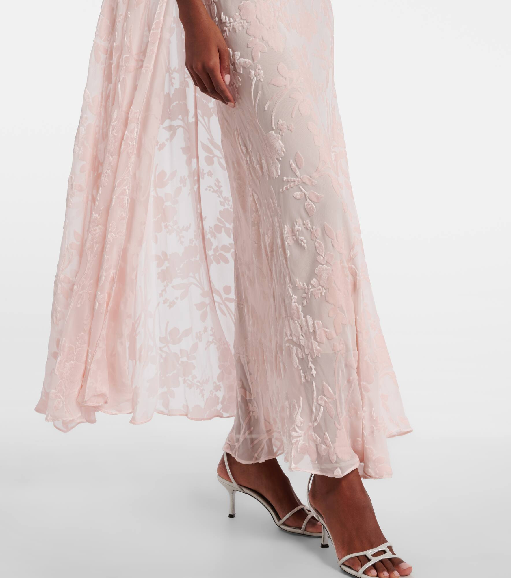 Caped velvet devoré gown - 5