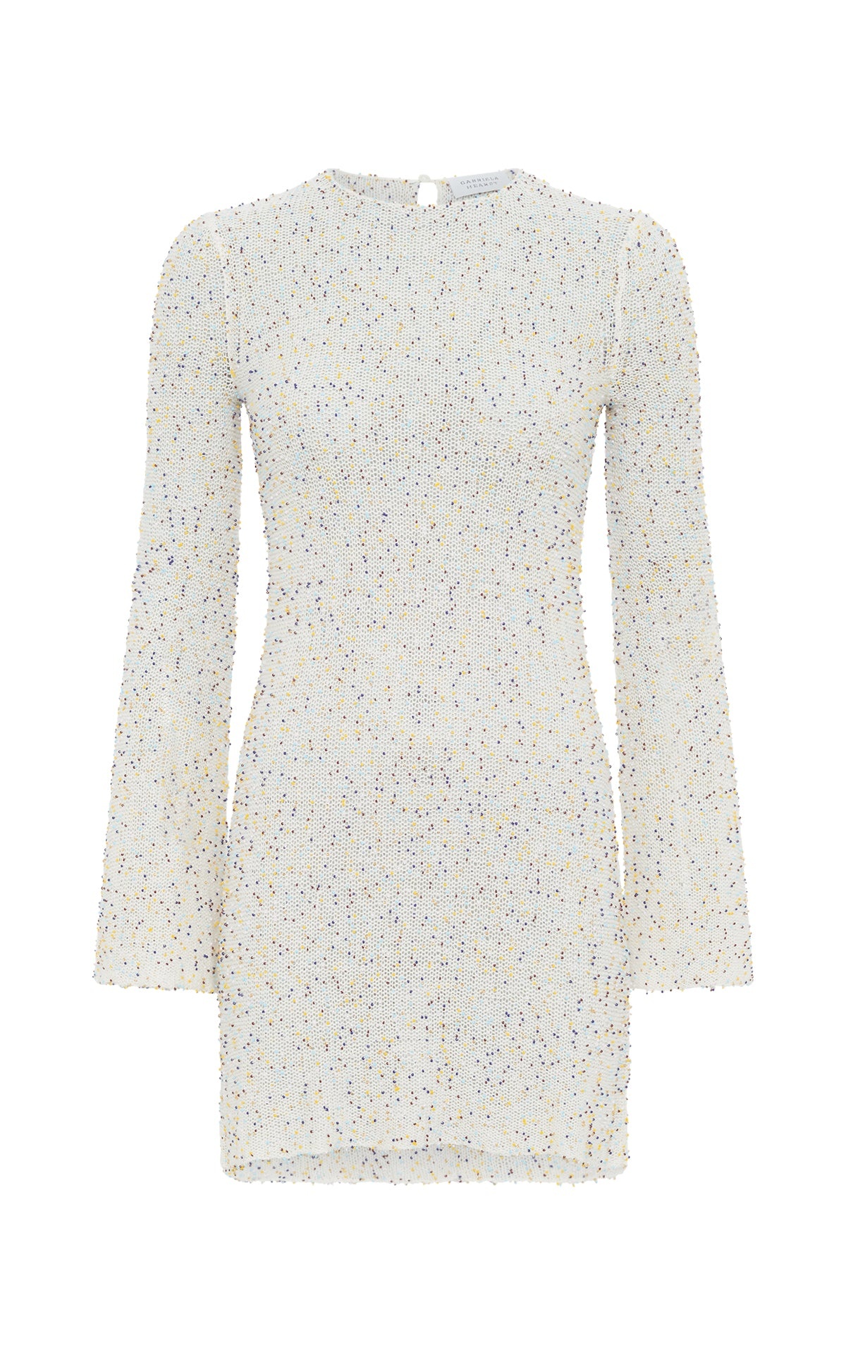 Hetty Knit Mini Dress in Ivory Multi Beaded Cashmere - 1