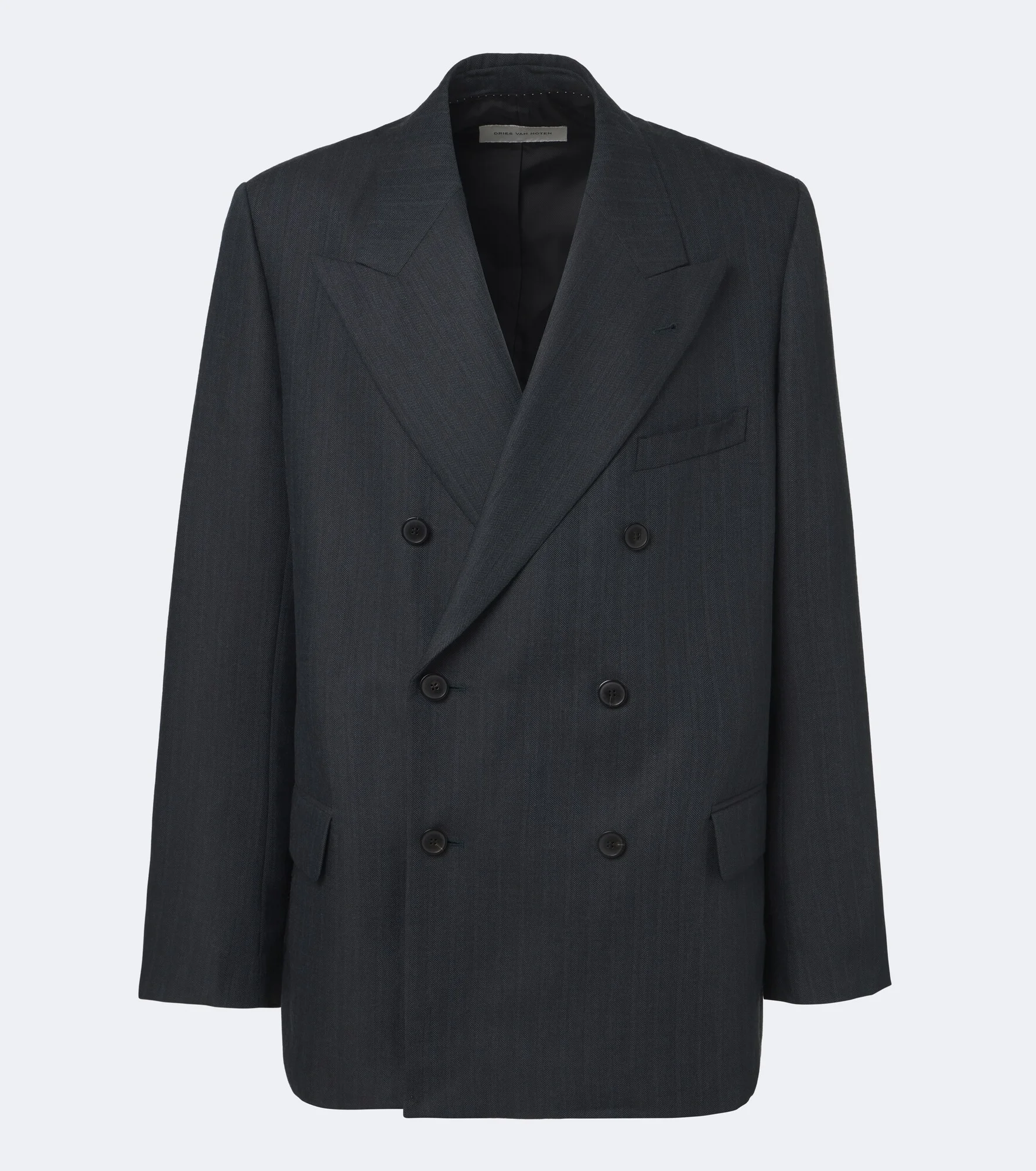 Double-breasted herringbone wool blazer - 1