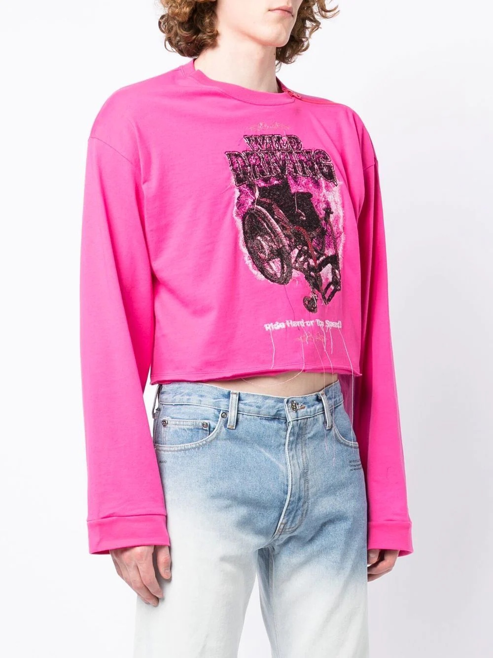 cropped graphic long-sleeved T-shirt - 3