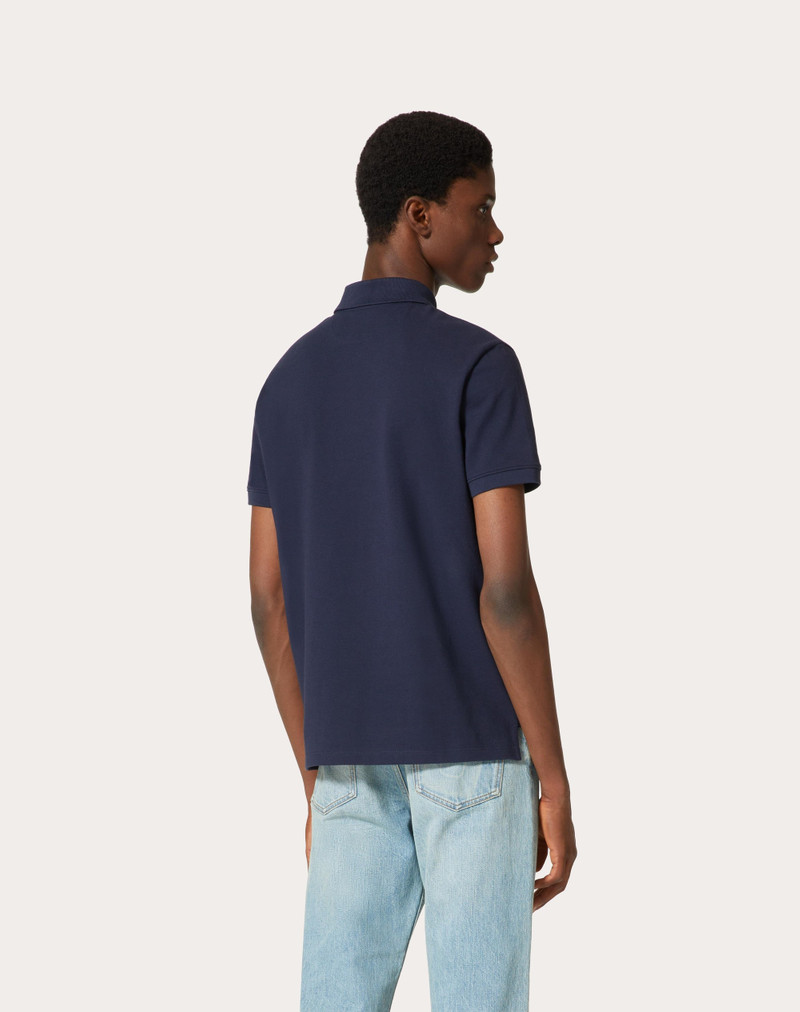 COTTON PIQUÉ POLO SHIRT WITH TOPSTITCHED V DETAIL 4