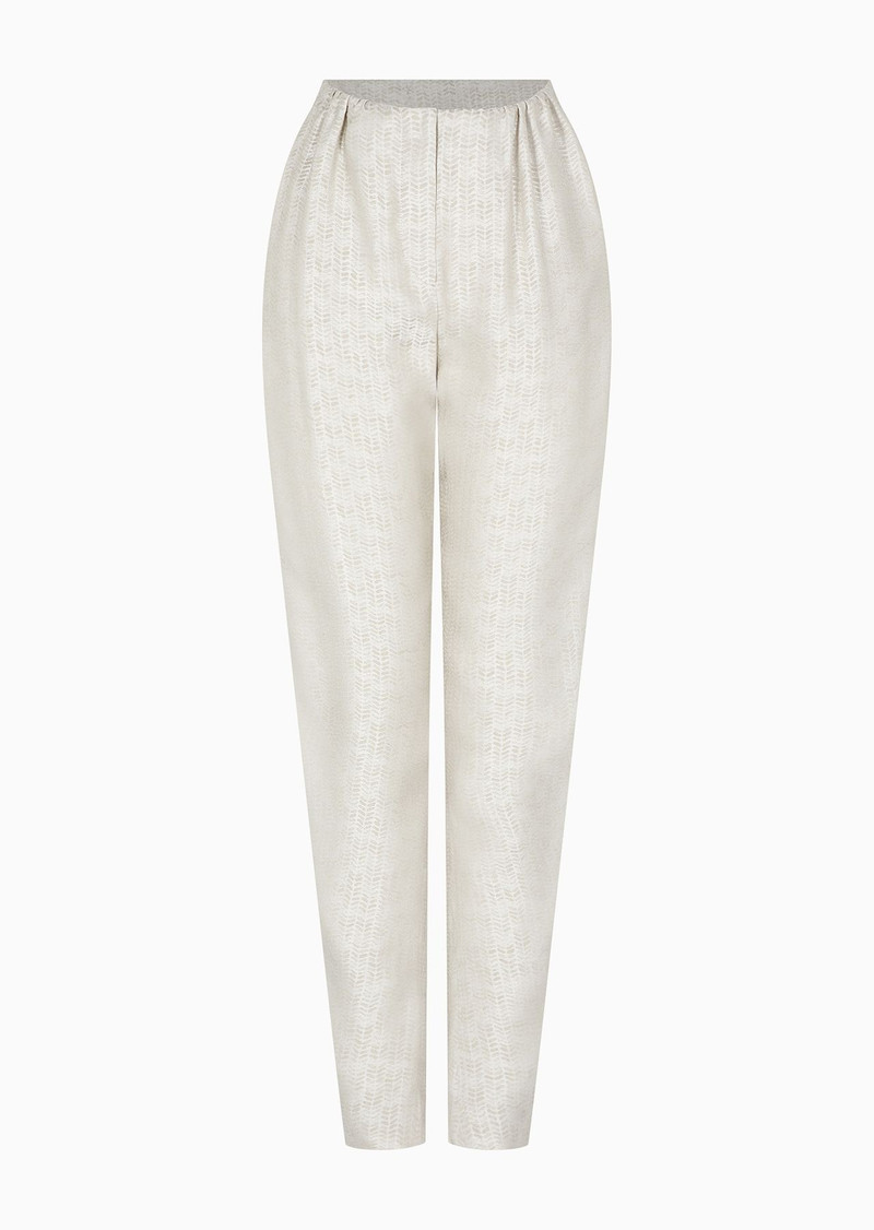 Oval-leg trousers in a chevron-motif viscose crêpe 1