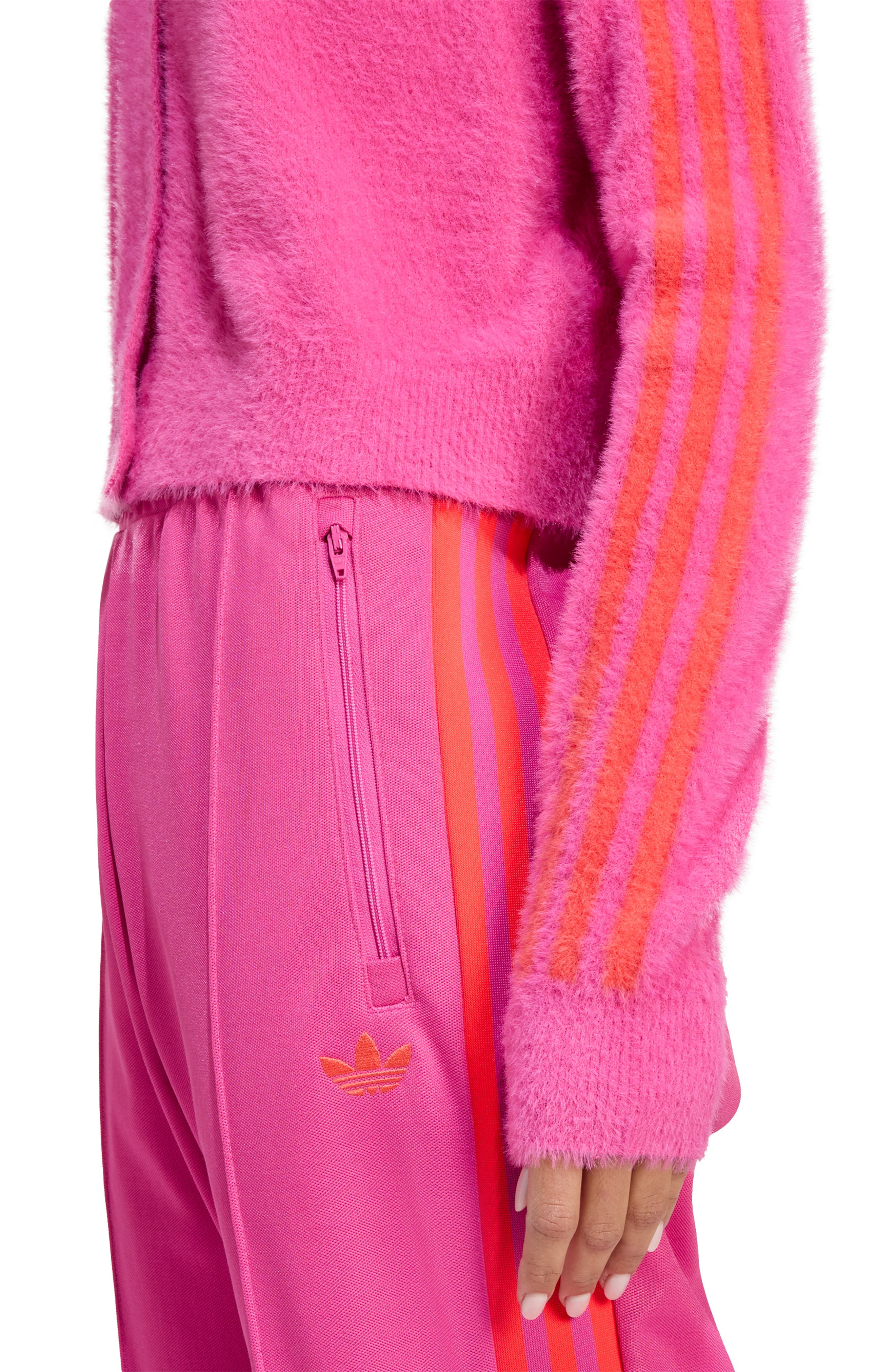 adidas Fluffy Cardigan in Semi Lucid Fuchsia at Nordstrom - 3