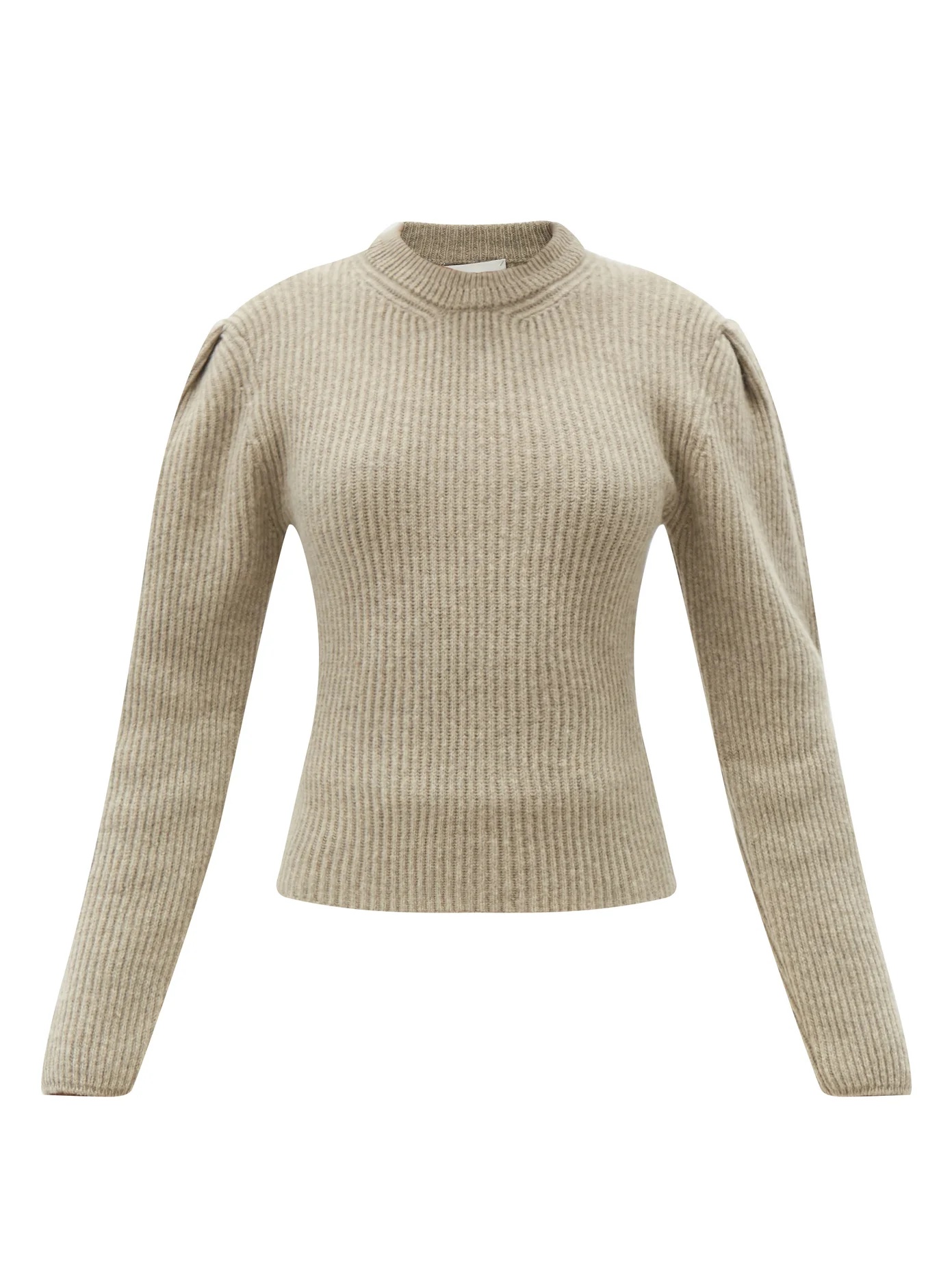 Balloon-sleeve ribbed wool sweater - 1