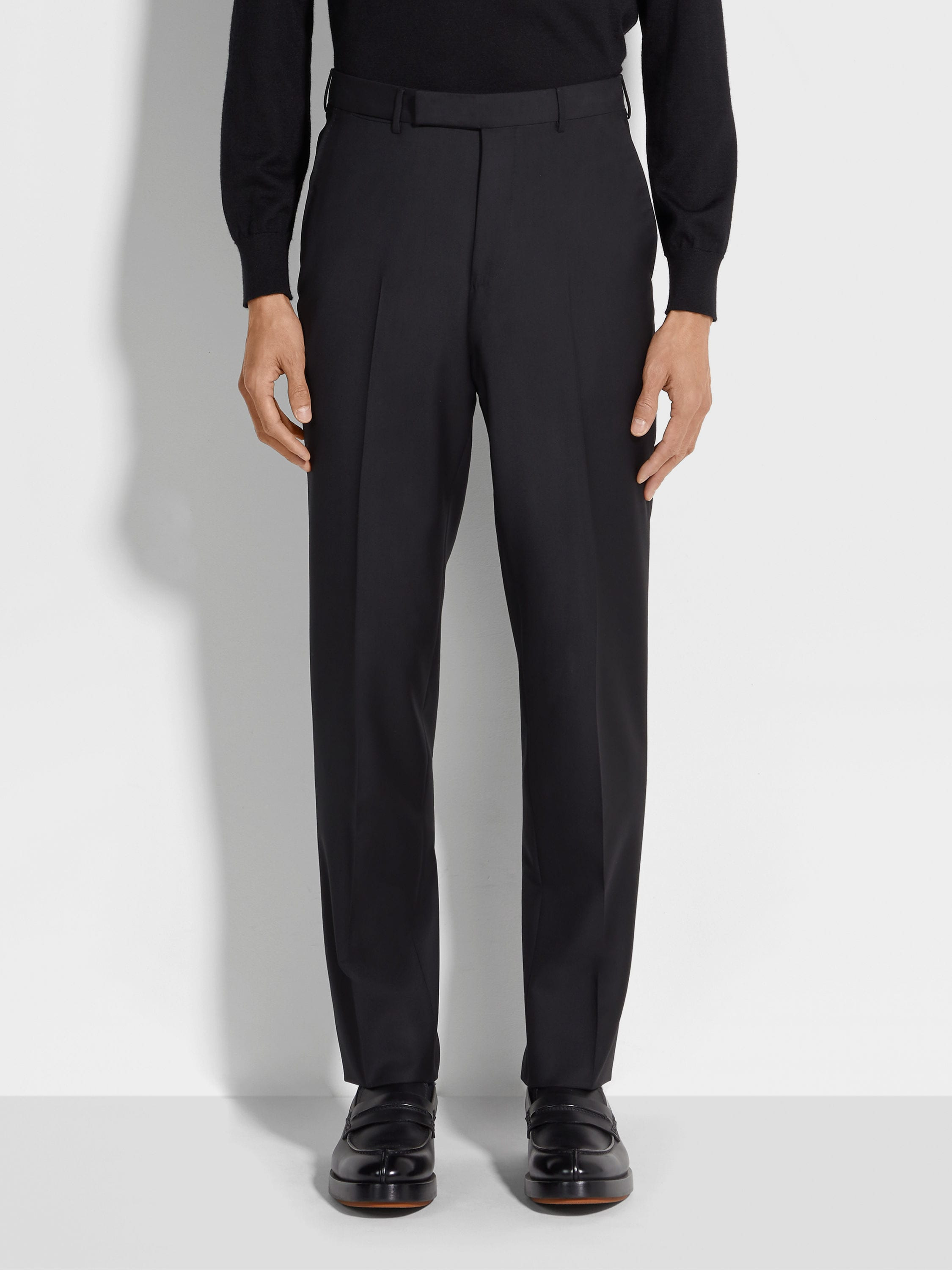 BLACK TROFEO WOOL PANTS - 4