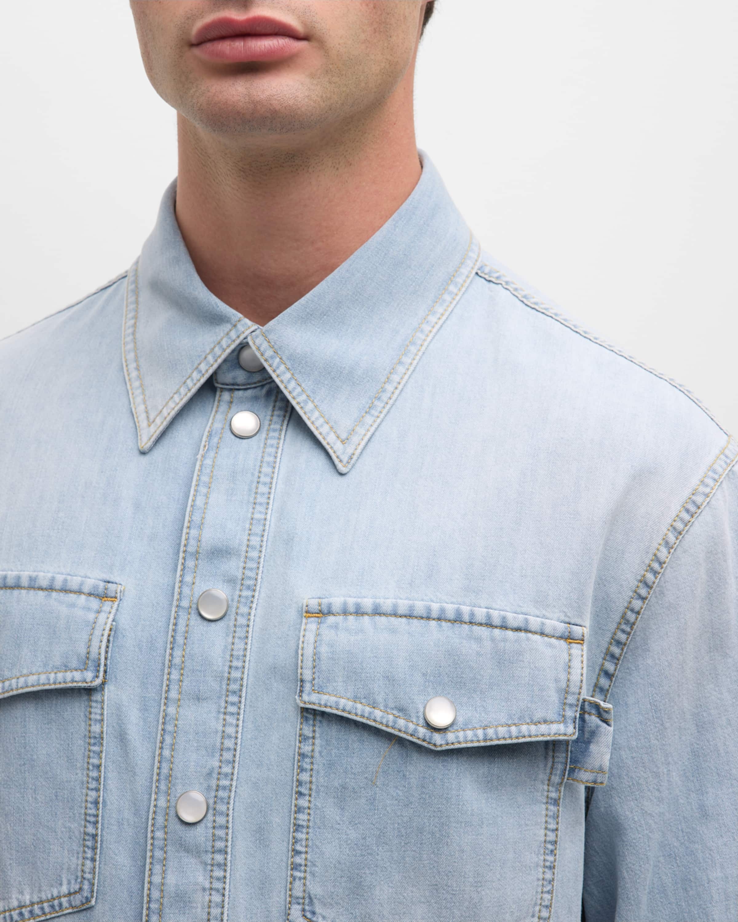 Men's Bleached Denim Snap-Front Shirt - 6