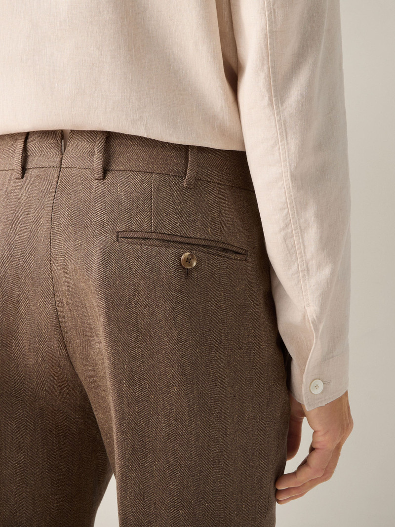 ZEGNA BROWN OASI LINO PANTS outlook