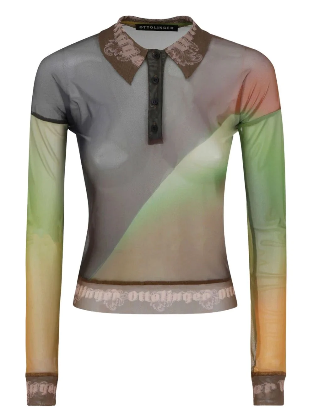 mesh-panel polo shirt - 1