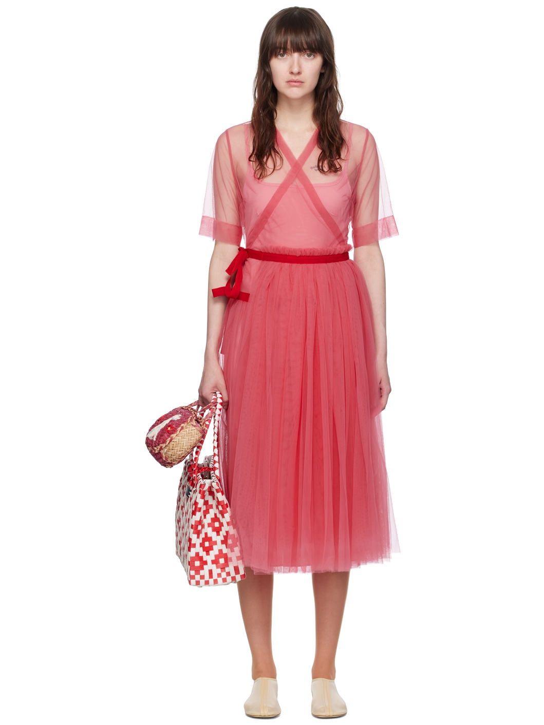 Pink Layered Midi Dress - 1