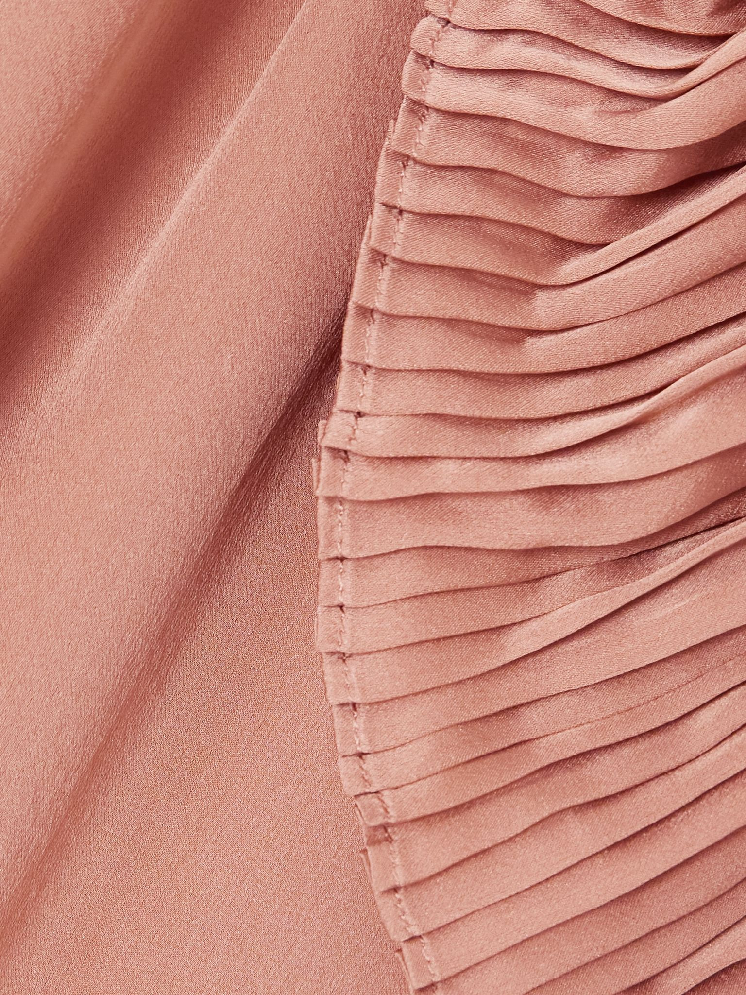 Pleated silk-satin blouse Antique rose - 5