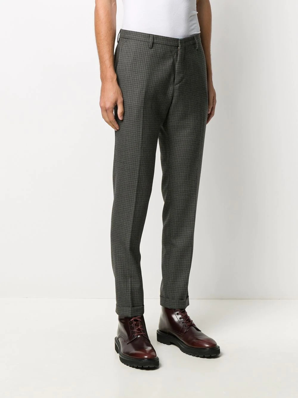 high-rise copped houndstooth trousers - 3