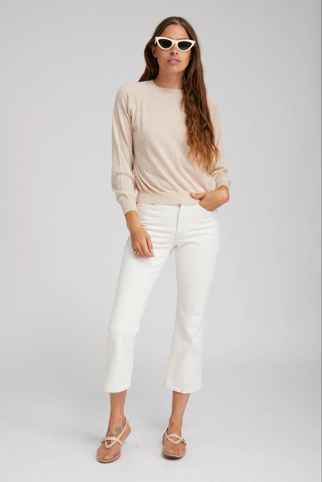 EARHART OFF WHITE CROP DENIM - 1