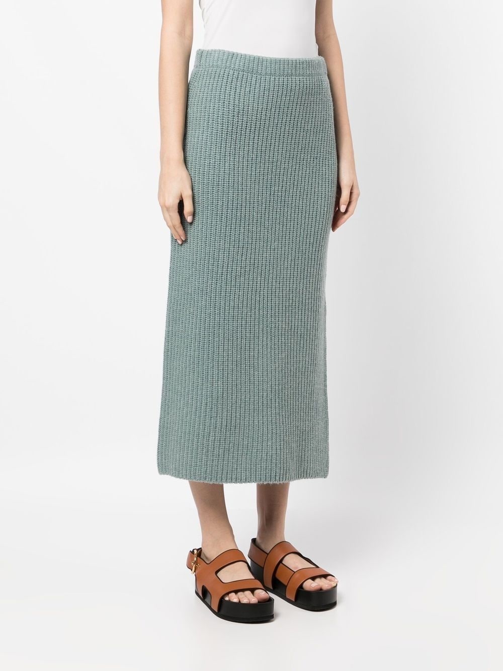 ribbed-knit straight skirt - 3