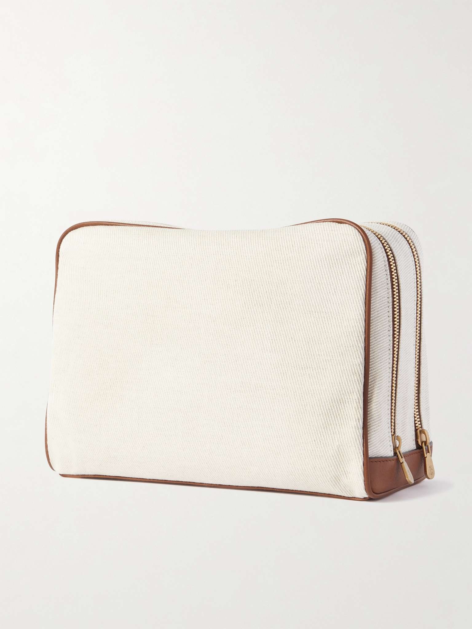 Leather-Trimmed Cotton and Linen-Blend Canvas Wash Bag - 3