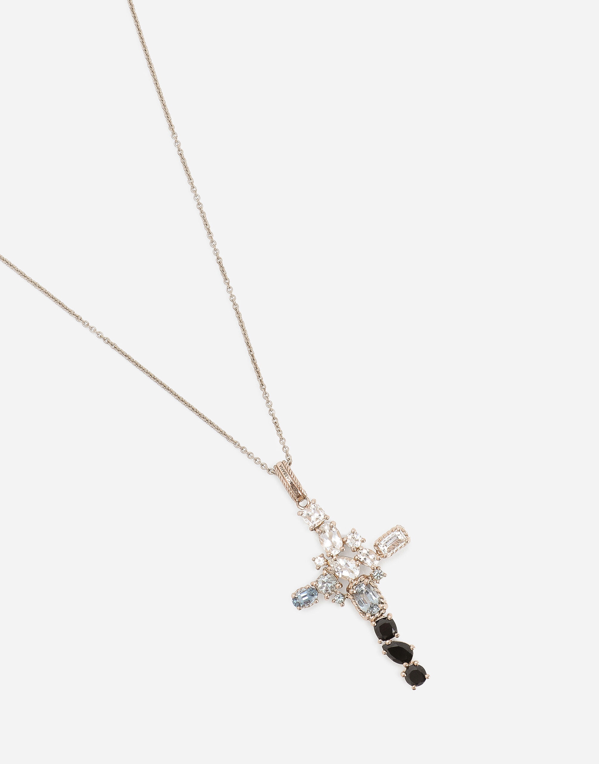 Rainbow Monochrome Pendant 18-carat white gold, colorless topazes and gray and black spinels - 4
