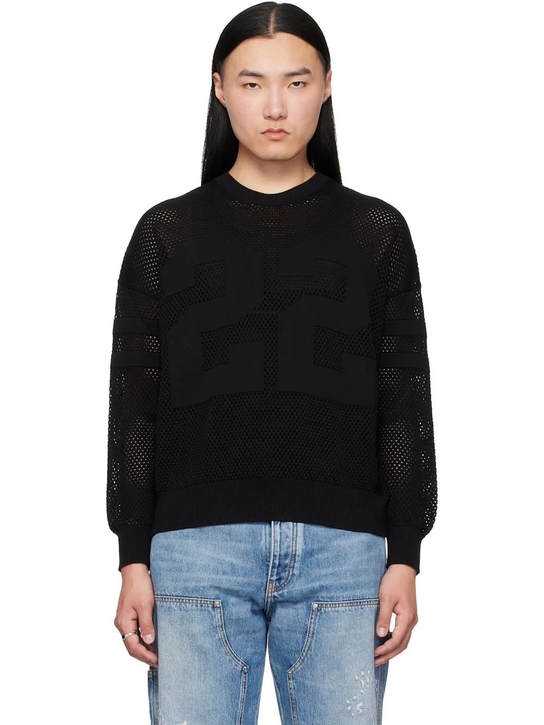 Black 'AMIRI 22' Crewneck Sweater - 1