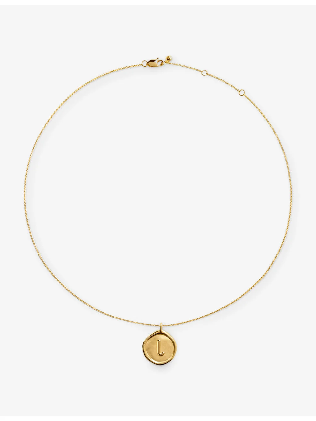 Initial L Stamp 18ct Yellow Gold Vermeil Necklace - 1