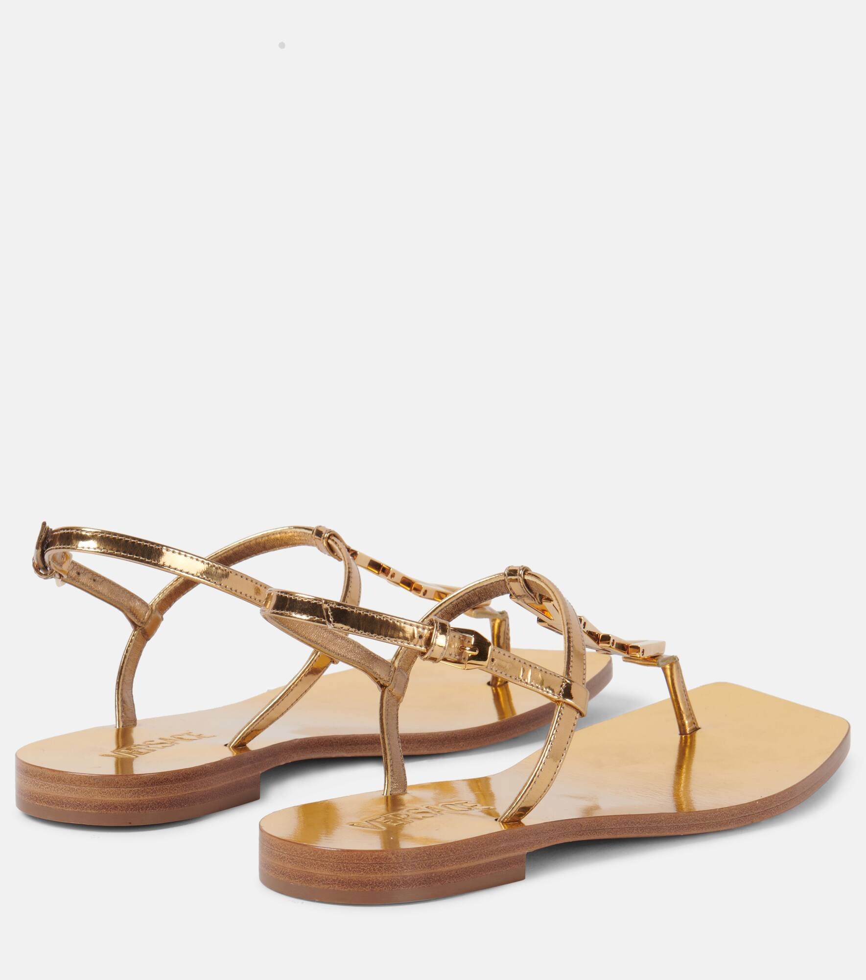 Metallic leather thong sandals - 3
