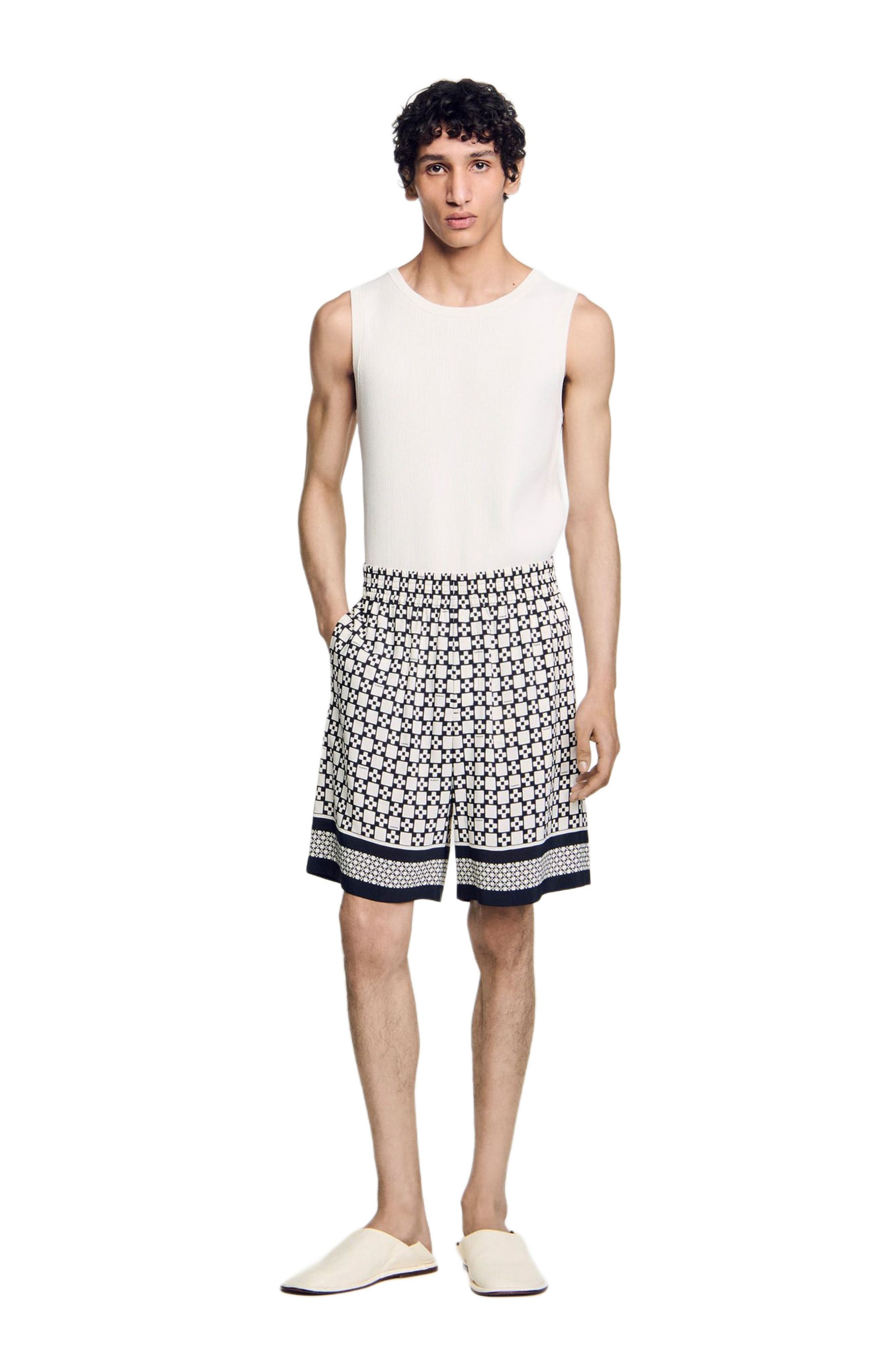 SANDRO Square Cross floaty Bermuda shorts in Black at Nordstrom - 6