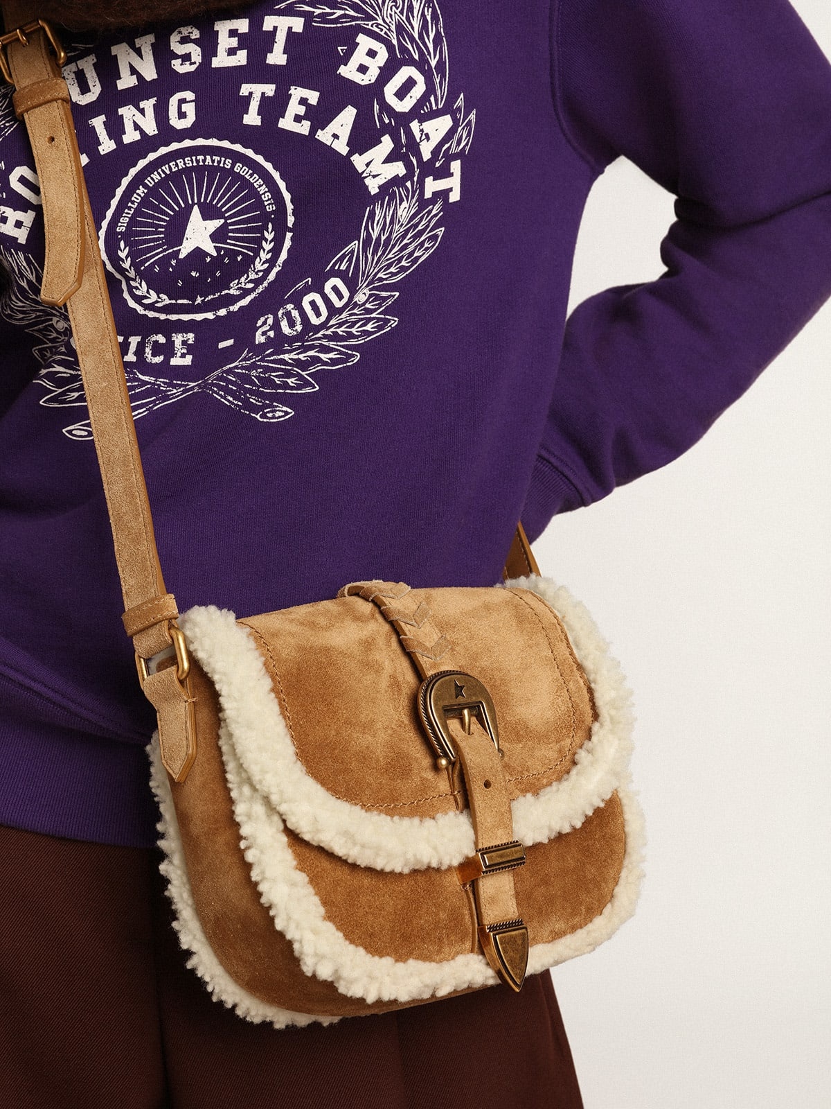 Small Rodeo Bag in suede with shearling details - 3