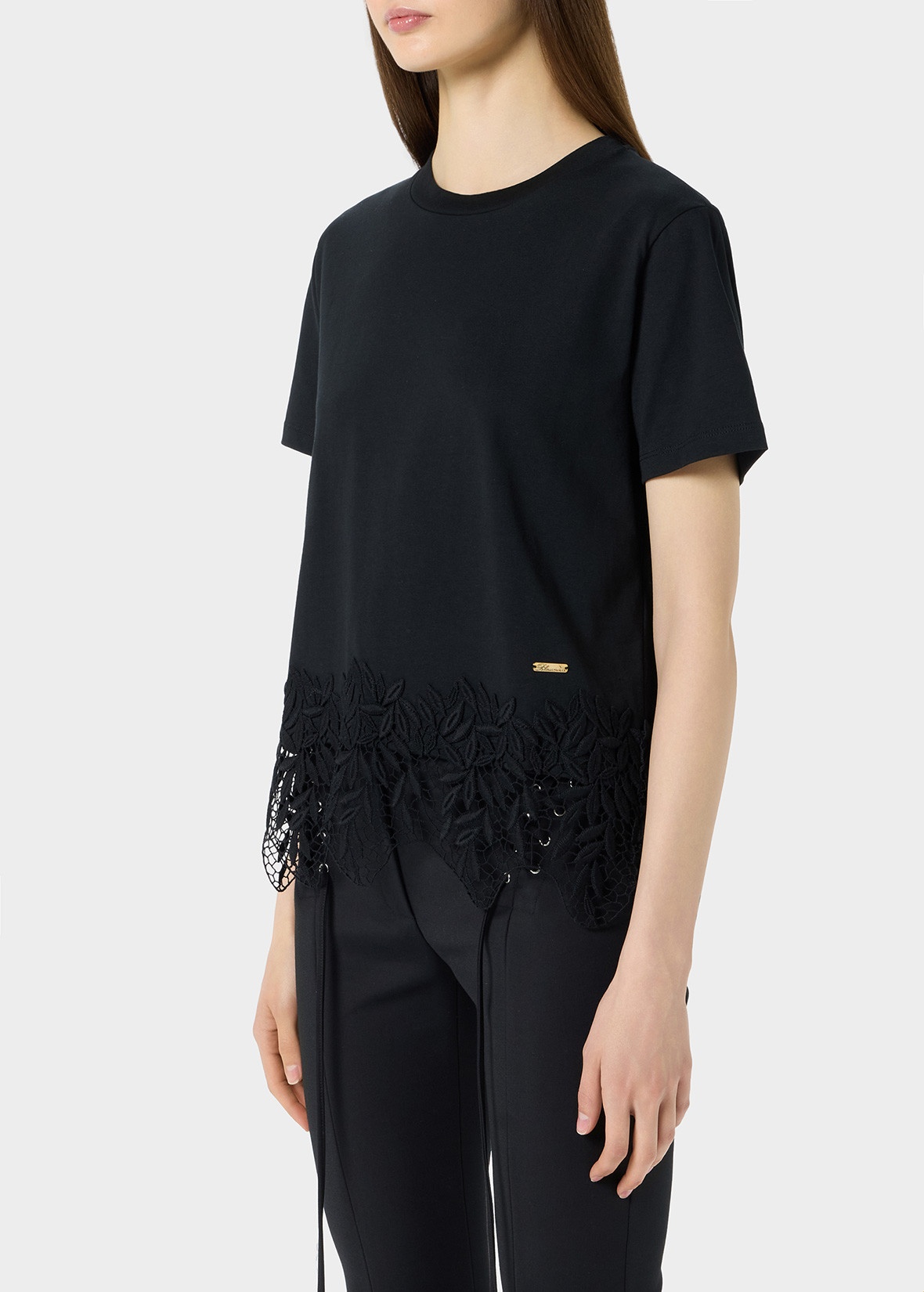 T-SHIRT WITH LACE INLAYS - 5