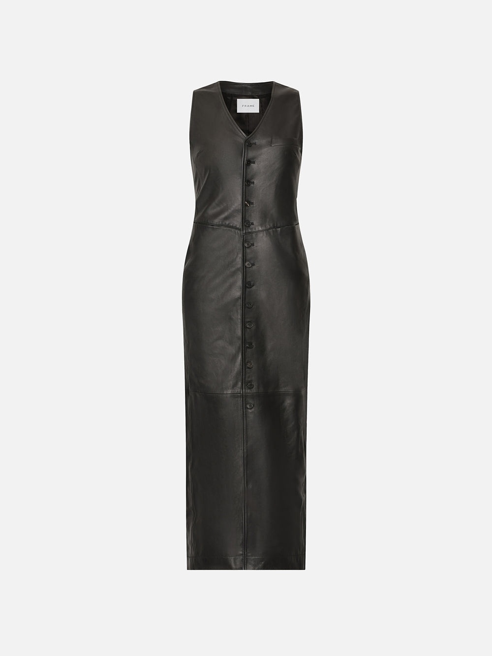 Leather Midi Vest Dress in Black - 1