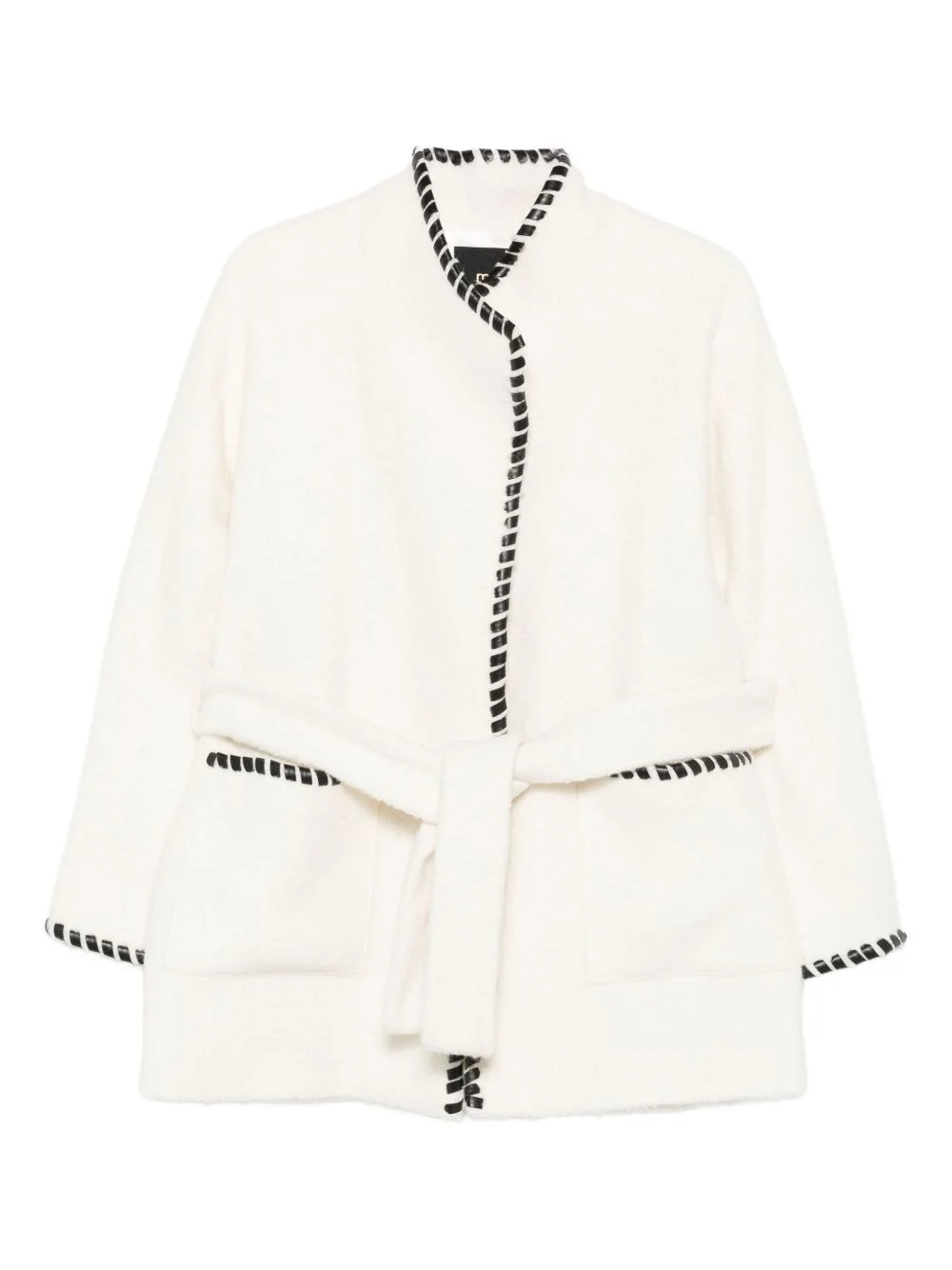 braided-trim tied jacket - 1