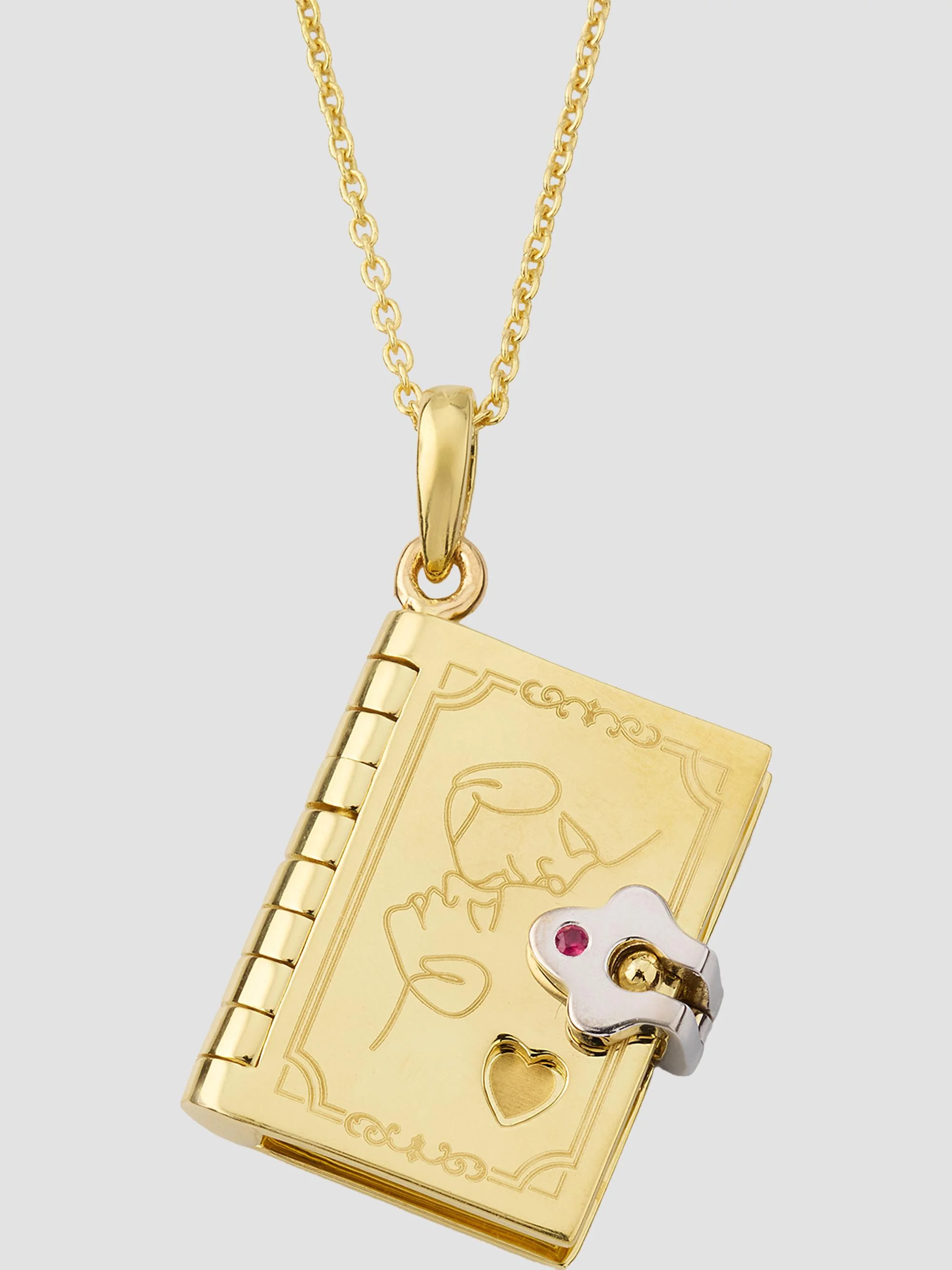 Women's Tiny Treasurers 18K Yellow Gold & Ruby Love Story Pendant Necklace - Yellow White Gold - 1