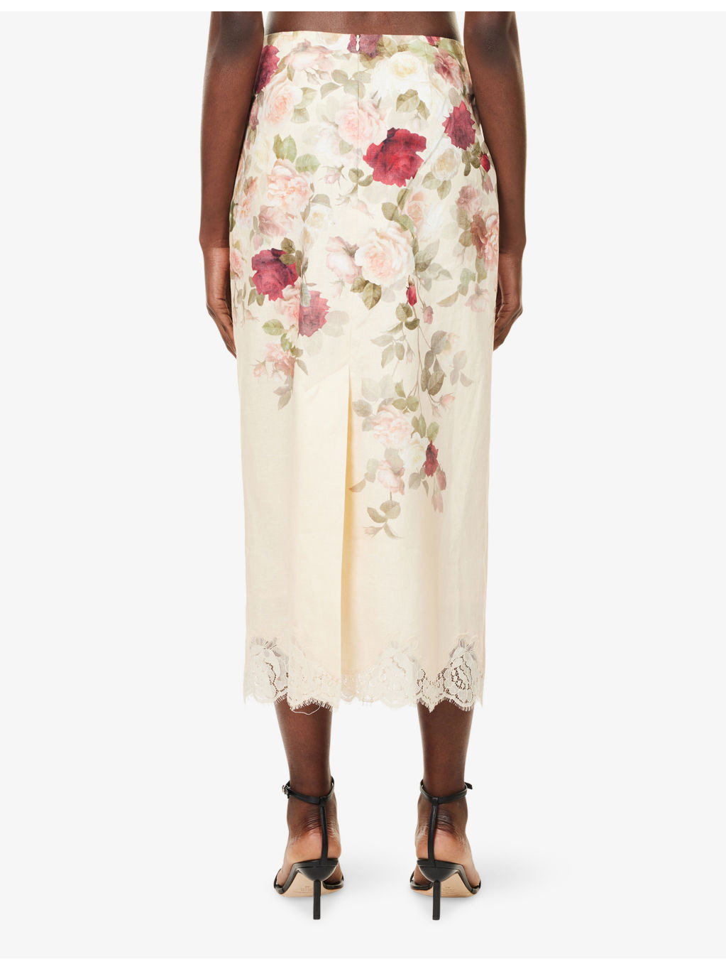 Hypnotic Floral Linen Midi Skirt - 4