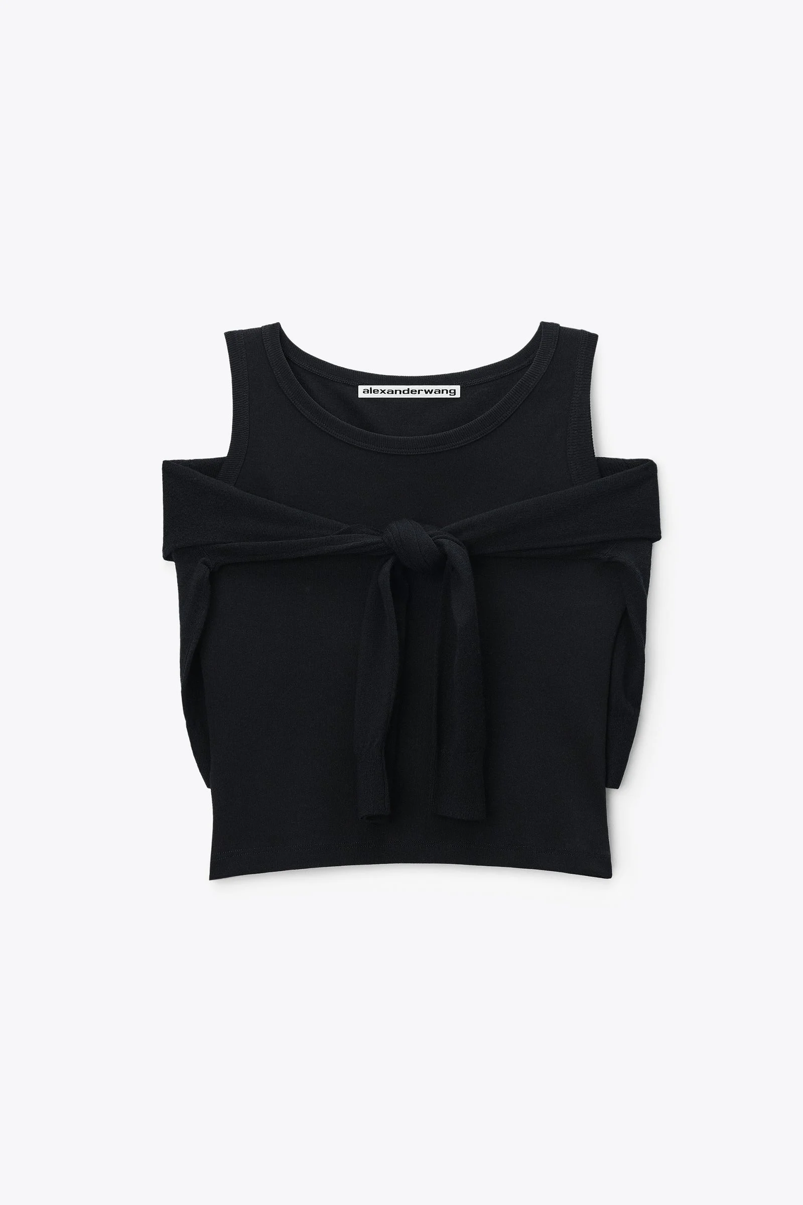 layered tank with tie-front sweater detail - 1