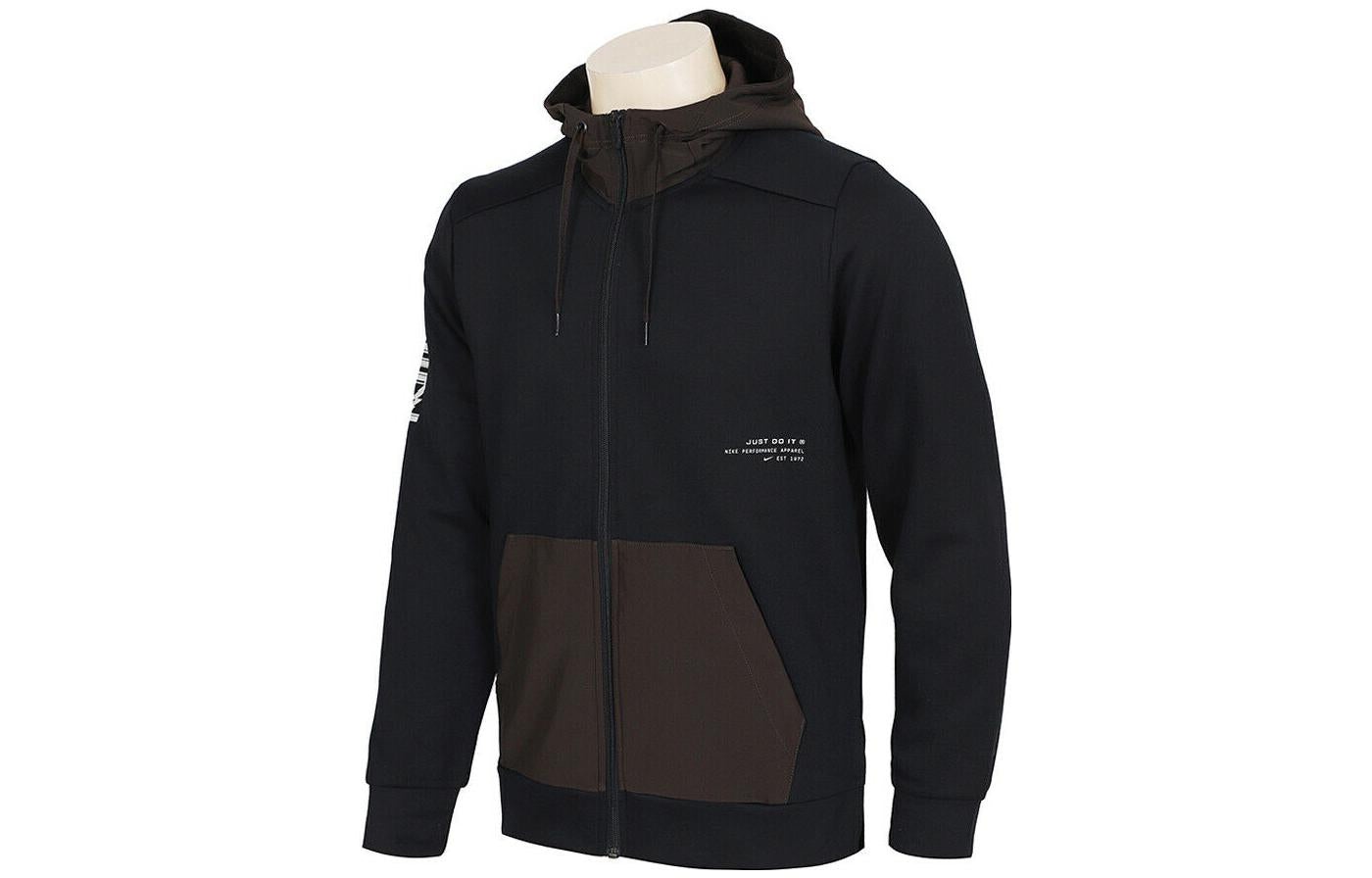 Nike Solid Color Alphabet Zipper Hooded Jacket Men's Black DD1965-010 - 2