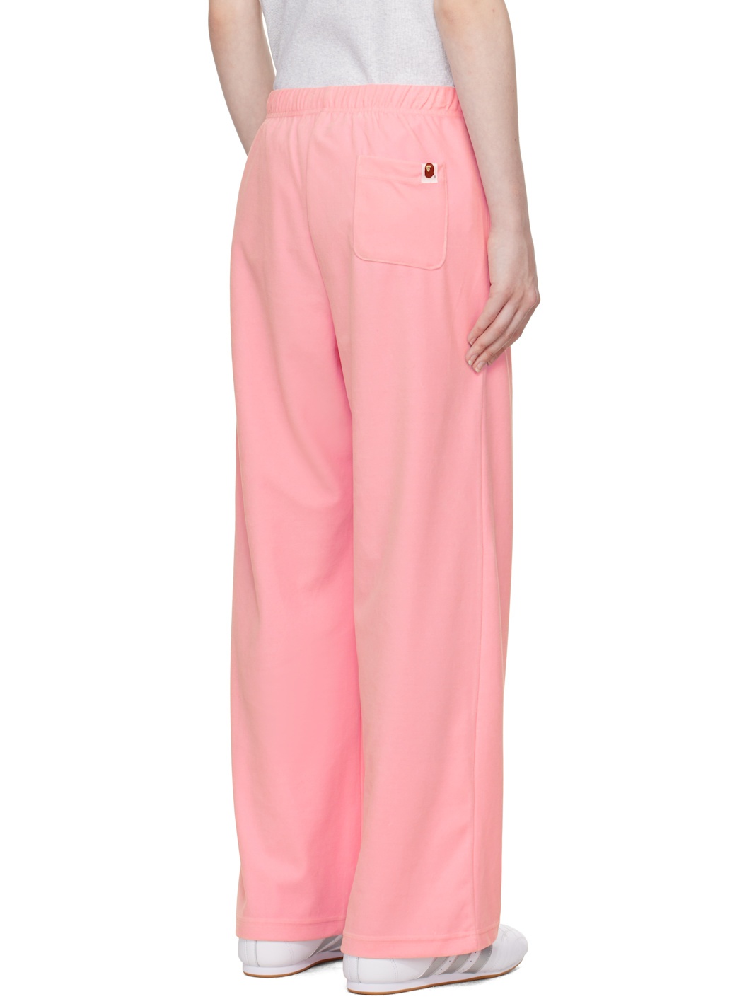 Pink Crystal Stone Ape Head Velour Lounge Pants - 3