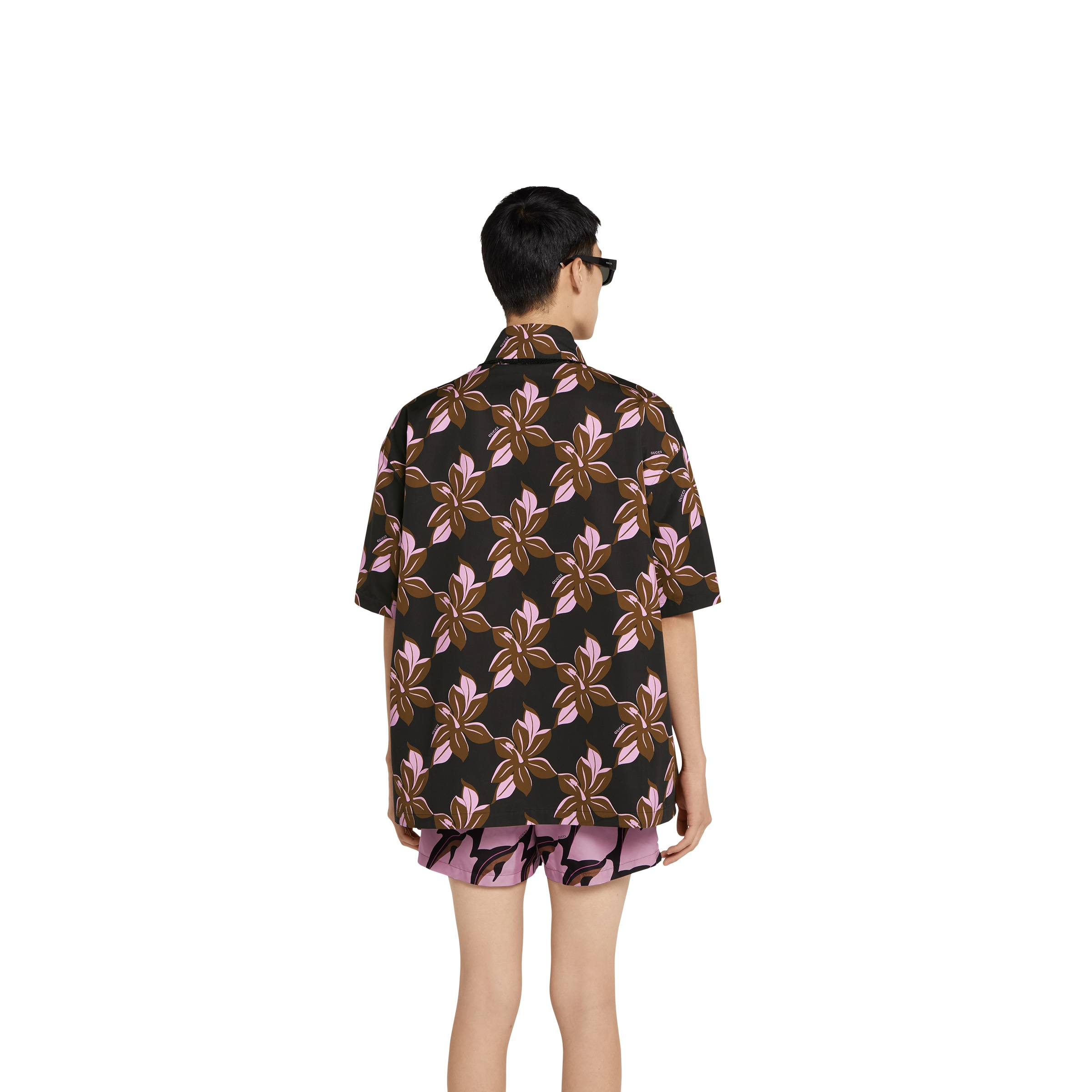 Printed oversize cotton poplin shirt - 4