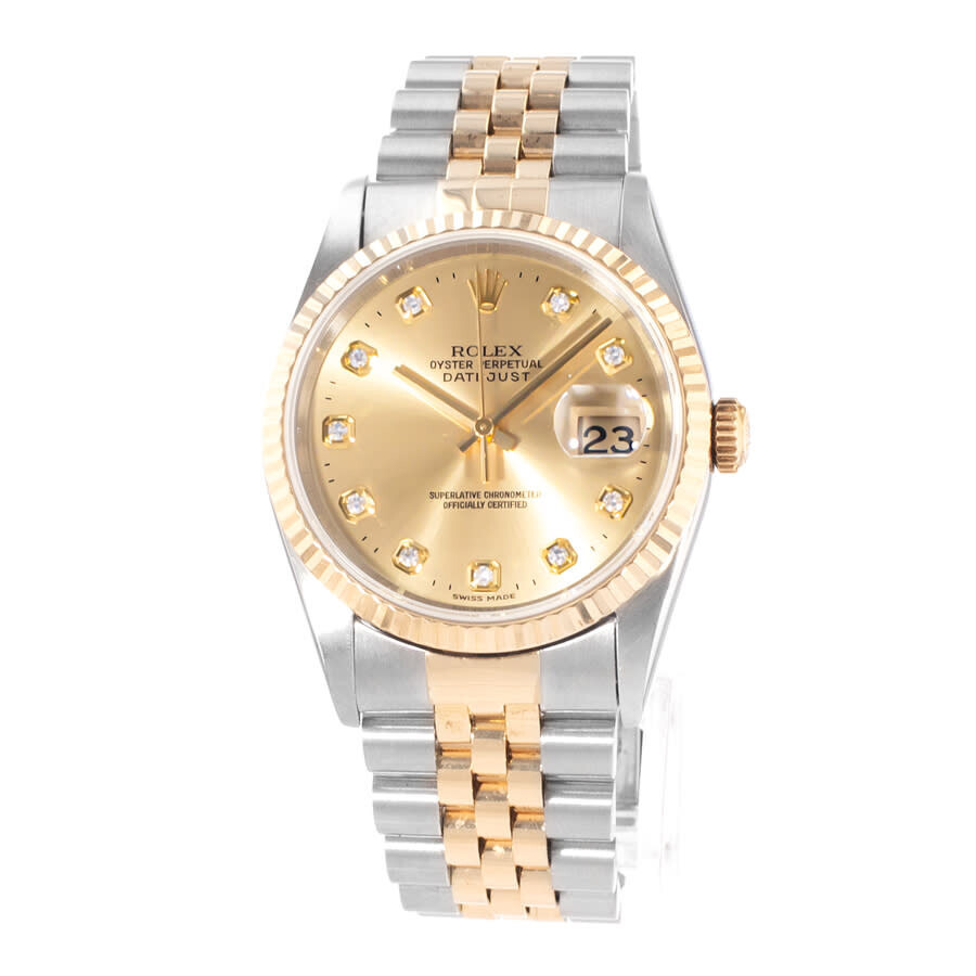 Pre-owned Rolex Datejust 36 Automatic Chronometer Diamond Champagne Dial Men's Watch 16233 CDJ - 3